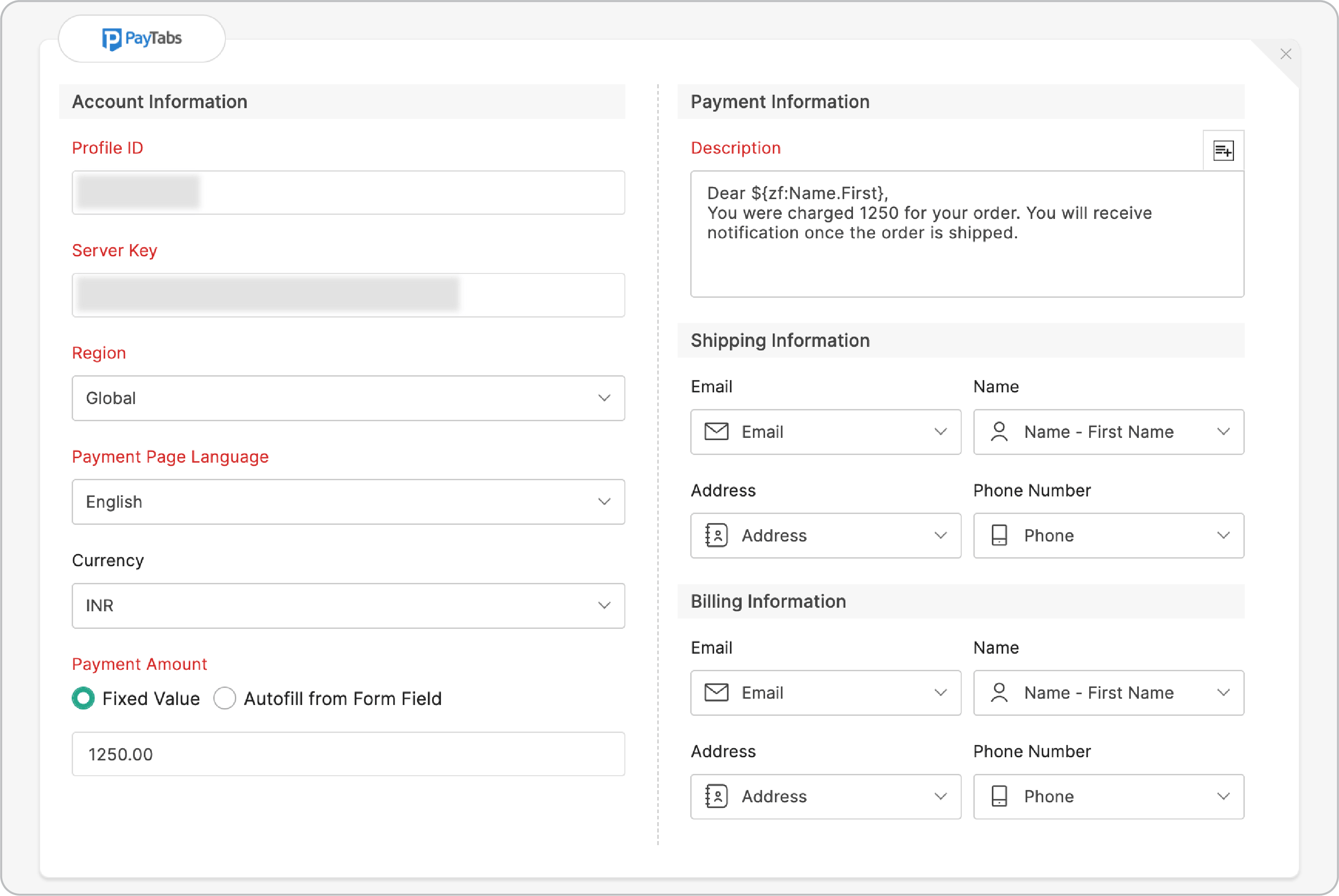 PayTabs payment gateway configuration
