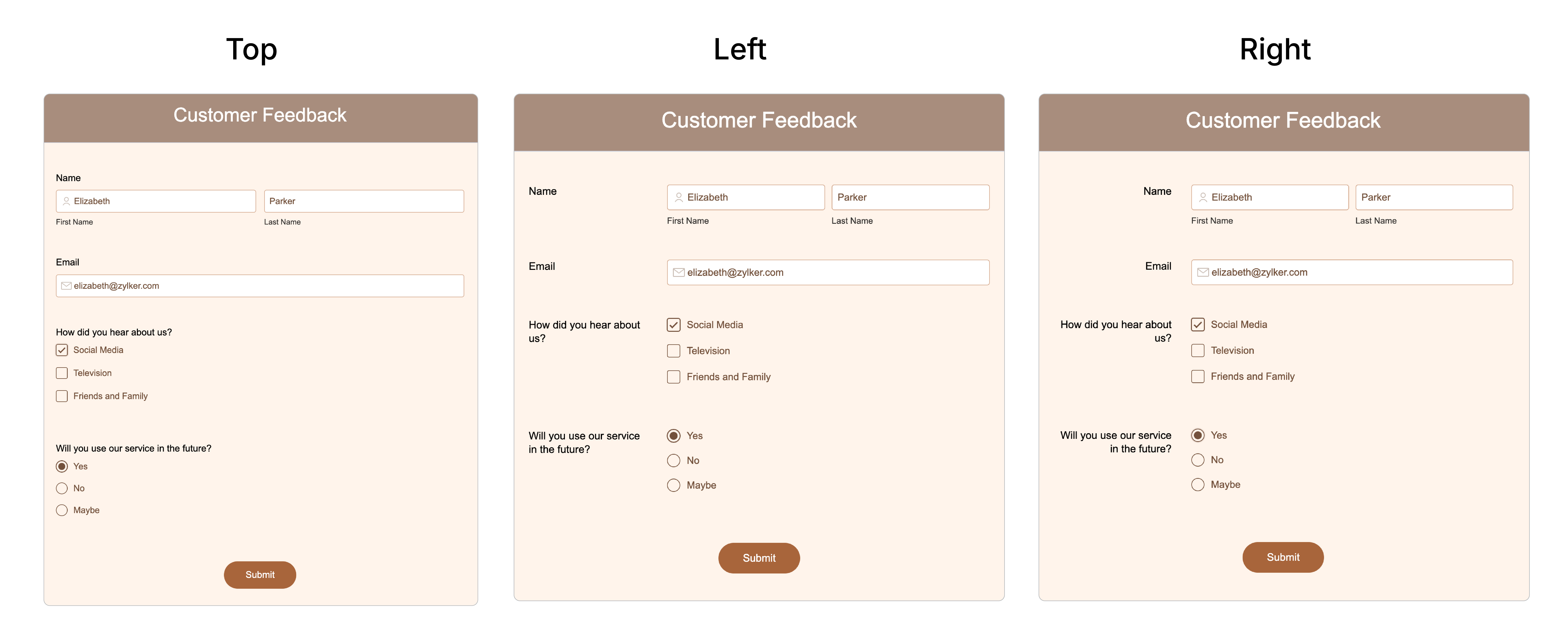 Field Label placement