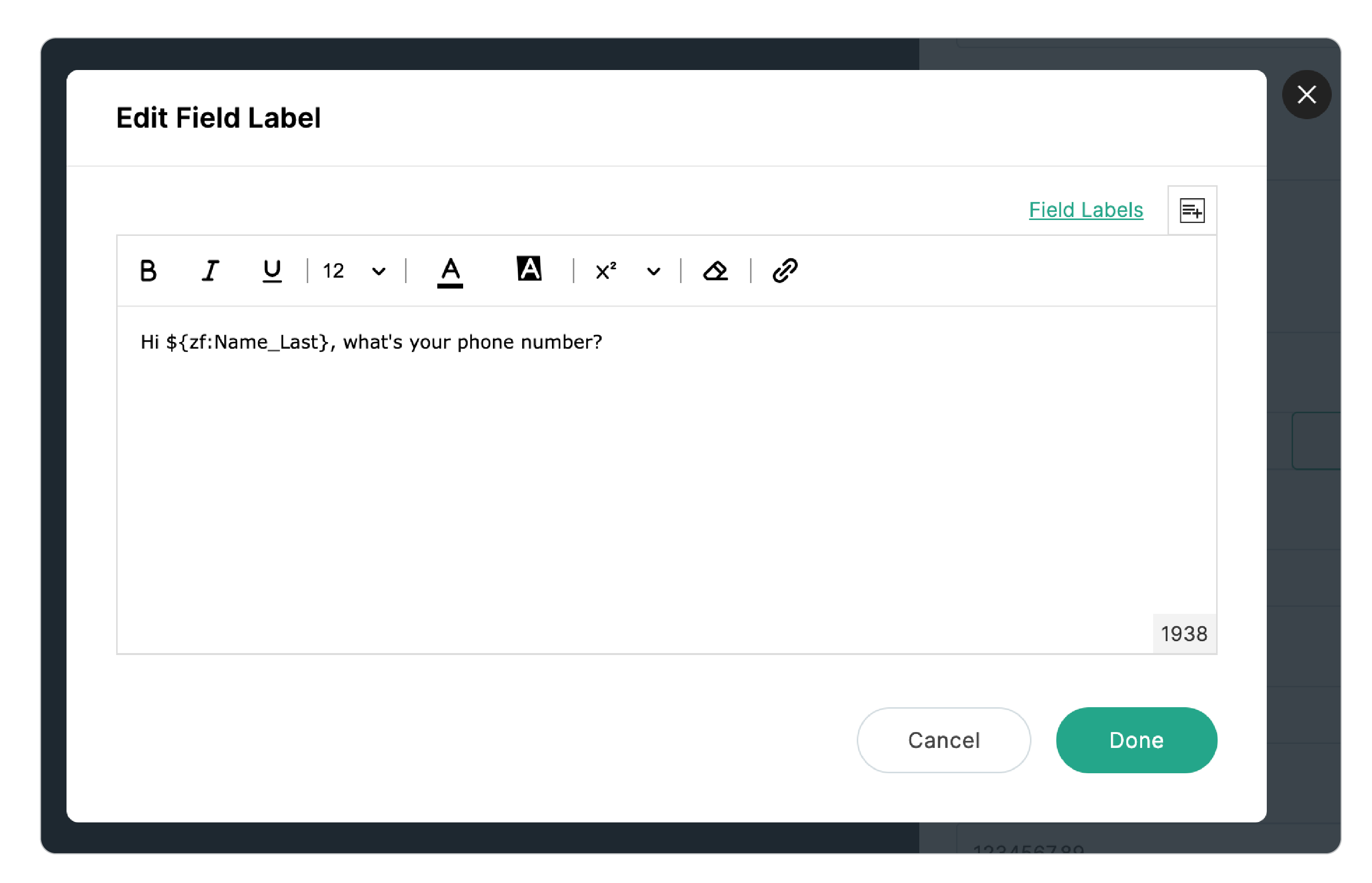 Dynamic Field Label Configuration