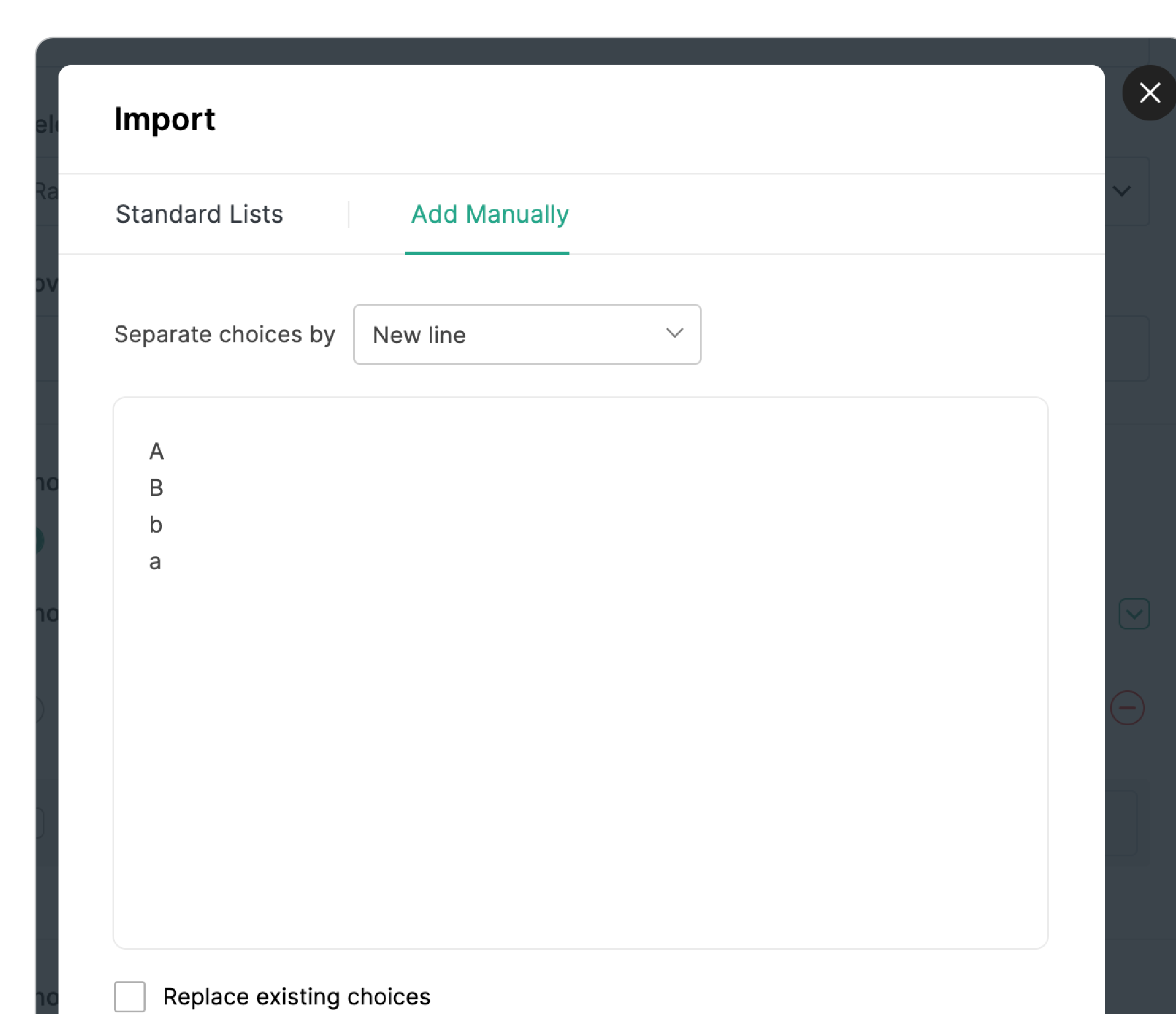 Import Choices Field Properties
