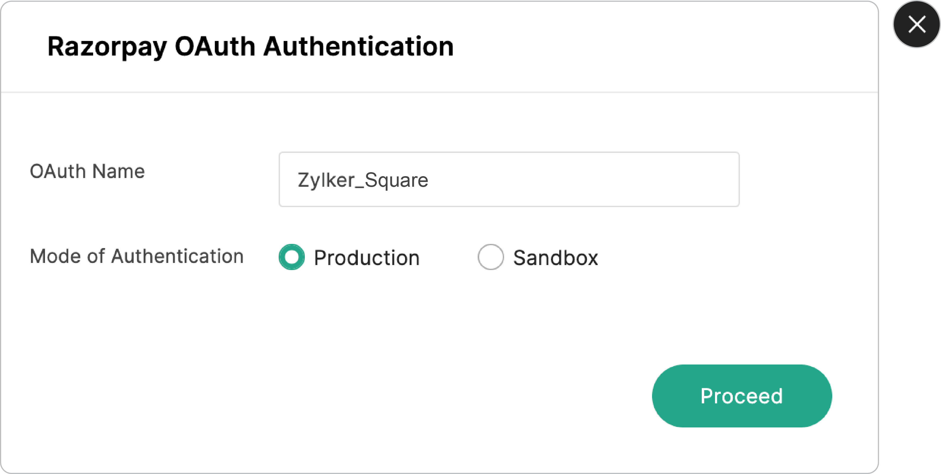 Select Mode of Authentication