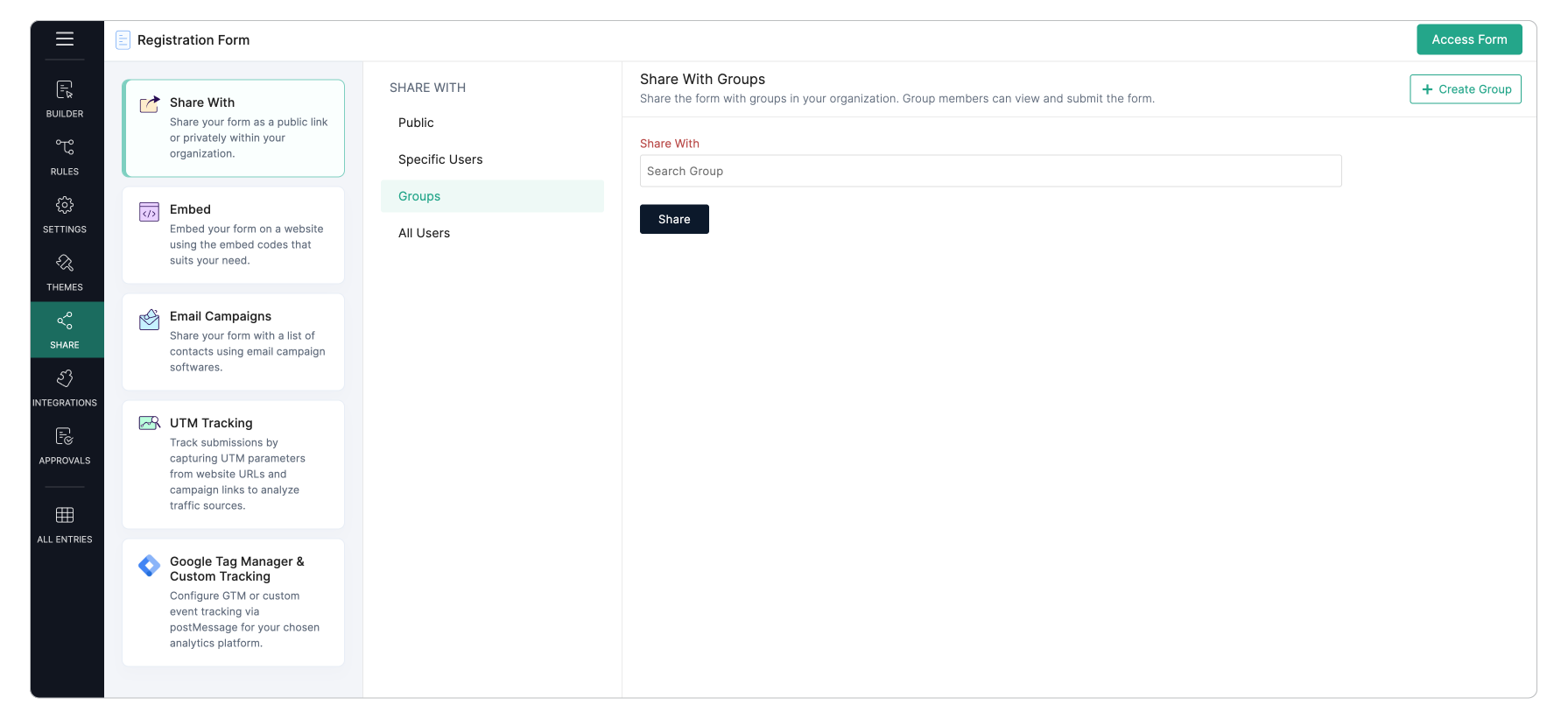 Share form with groups 