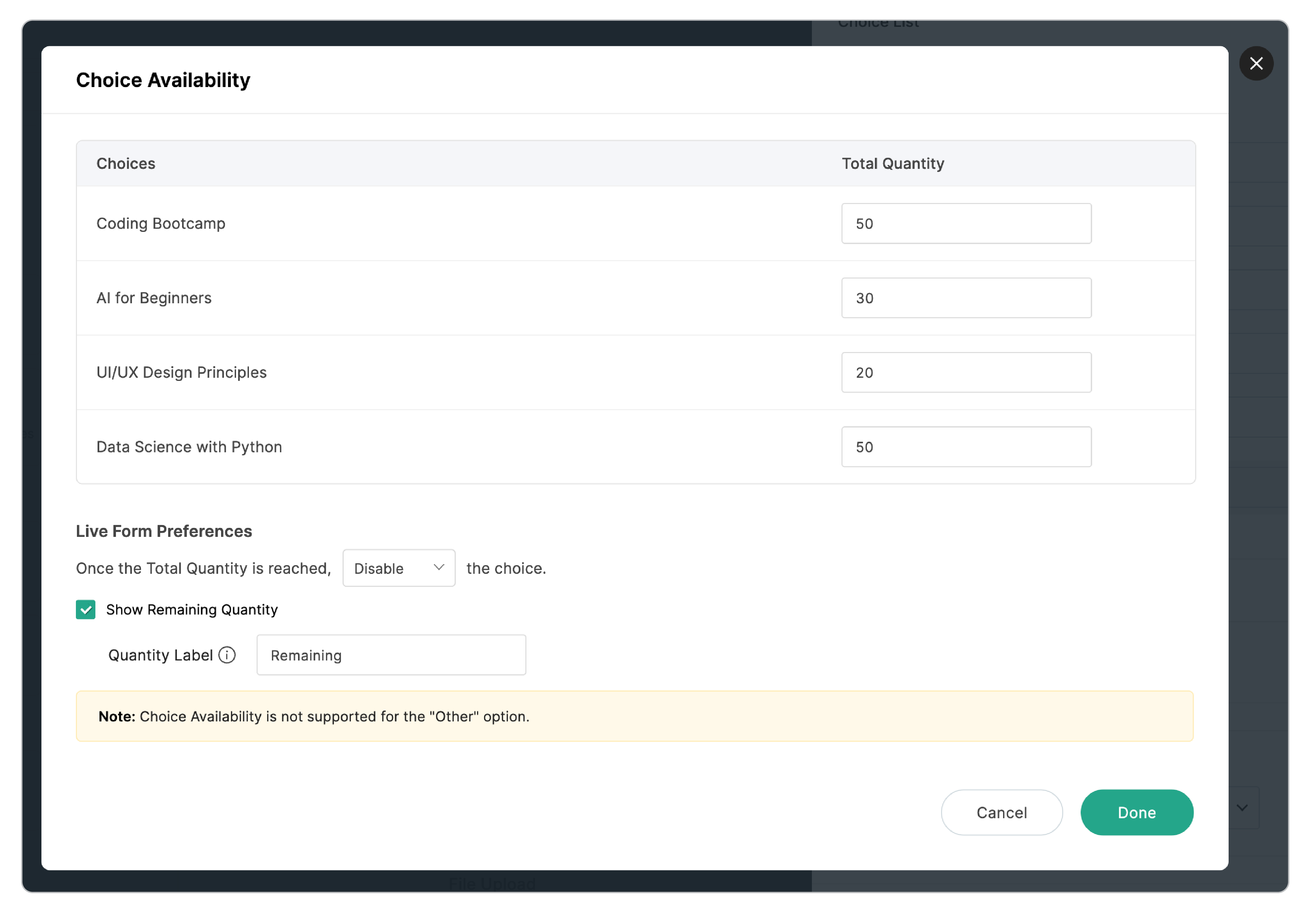 Providing Choice Quantities