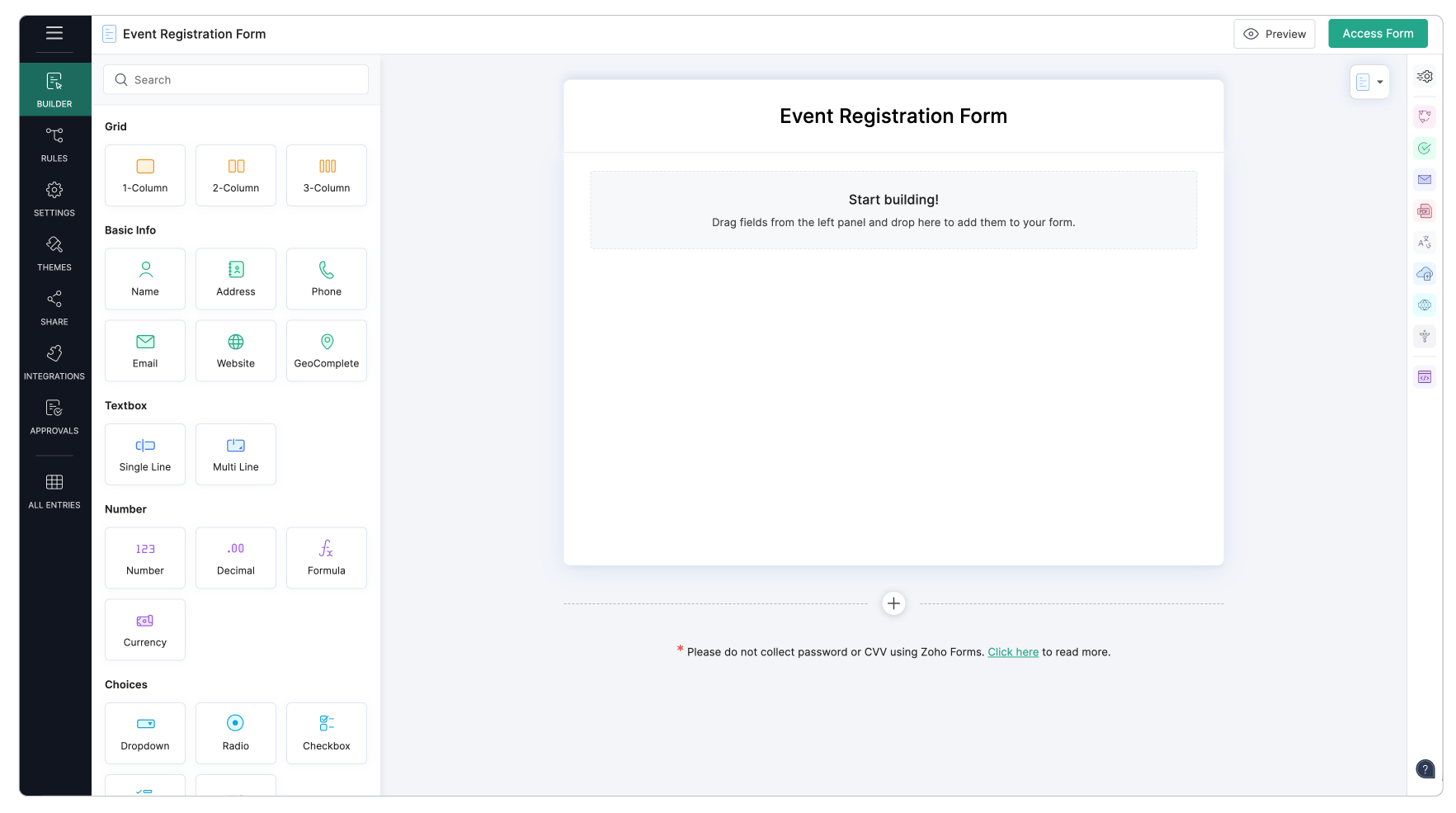 Fields in Zoho Forms