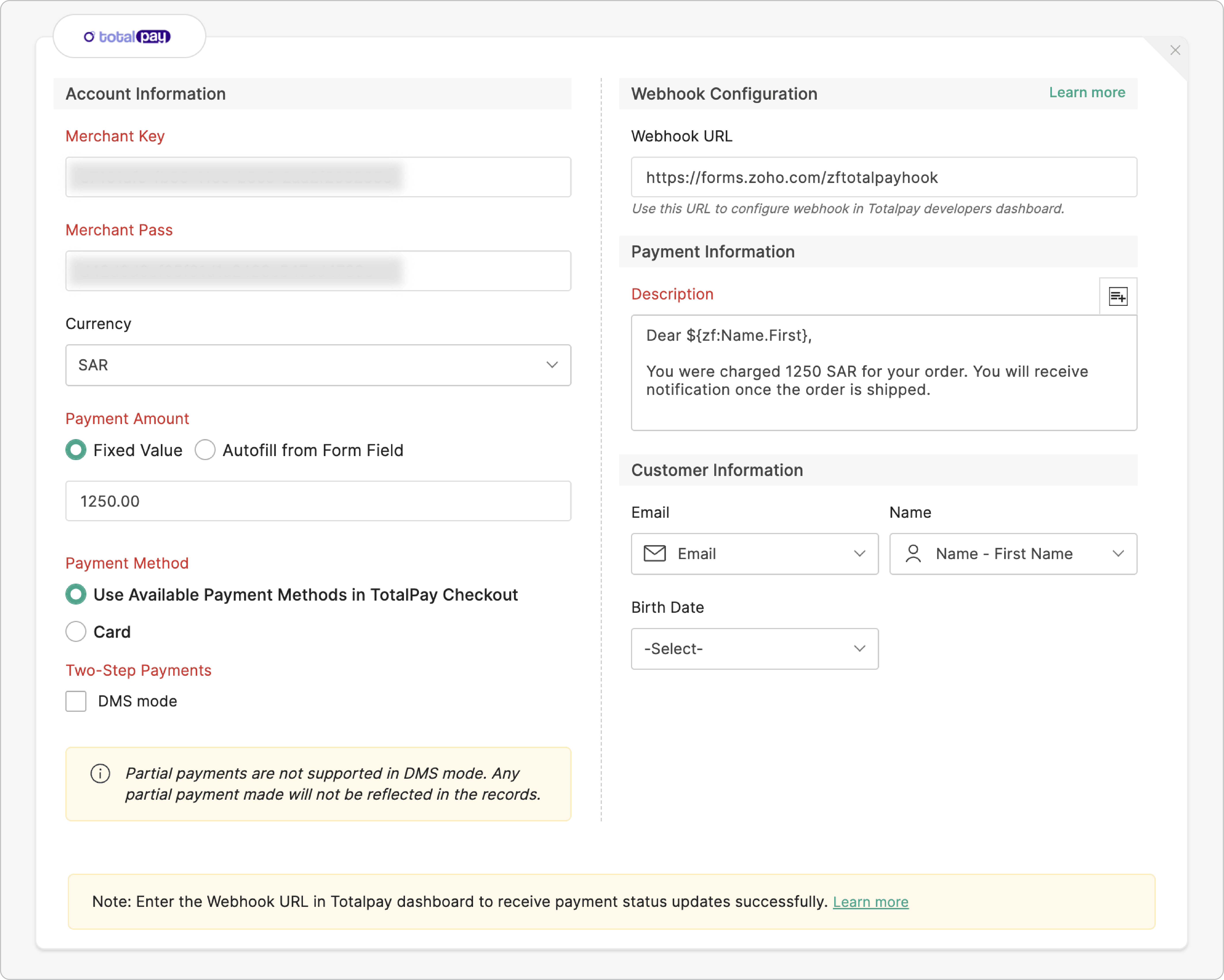 TotalPay Configuration