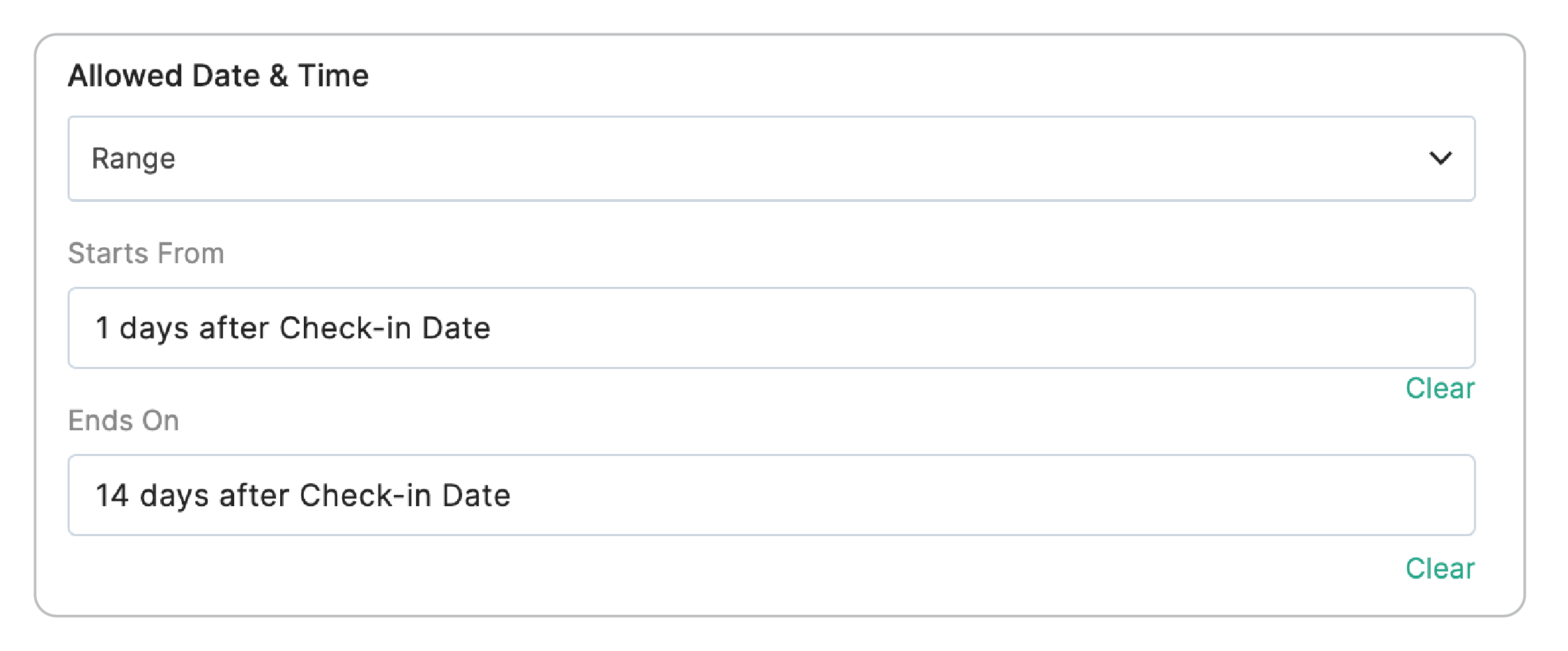 Allowed Dates Summary