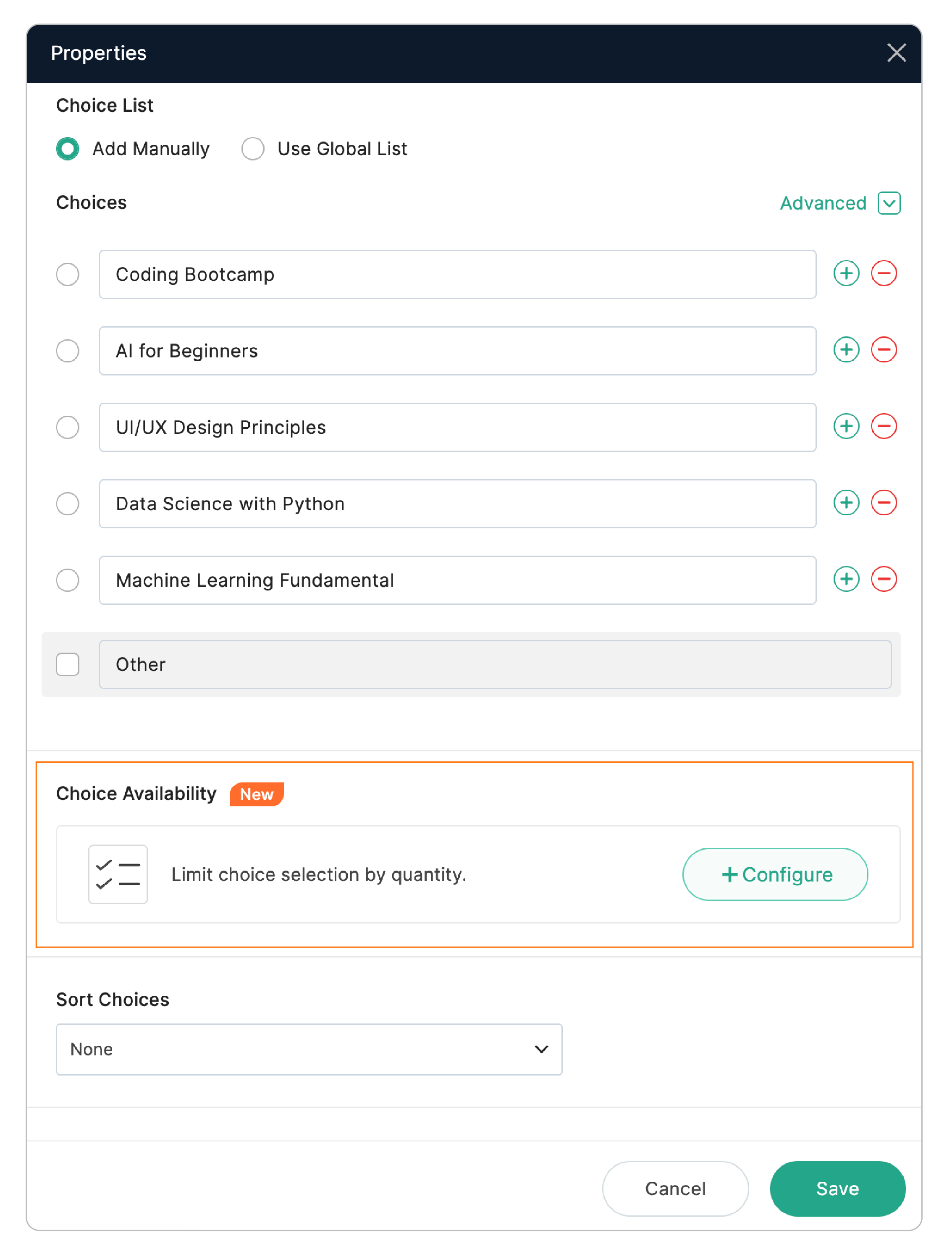Configuring Choice Availability