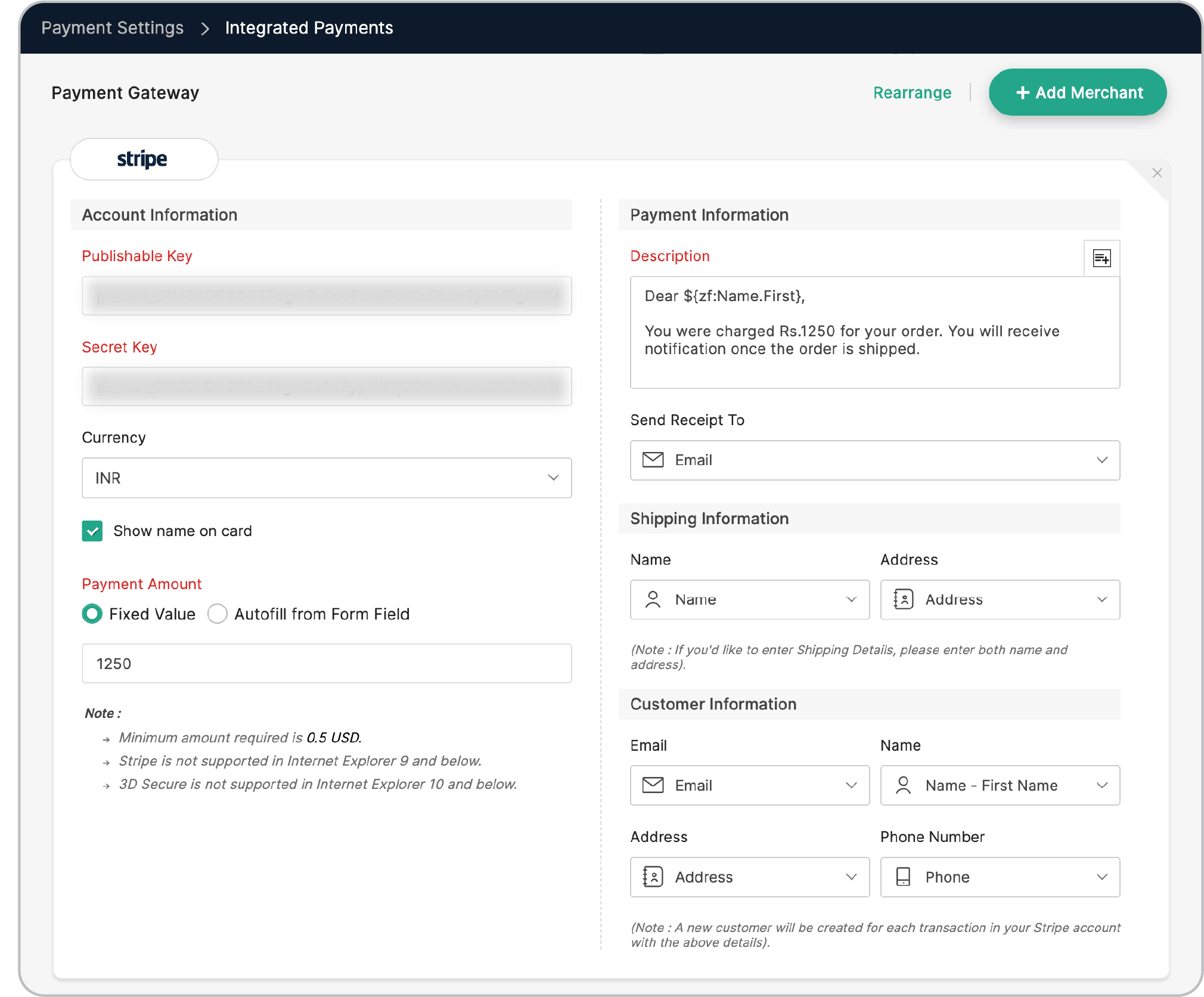 Stripe Configuration