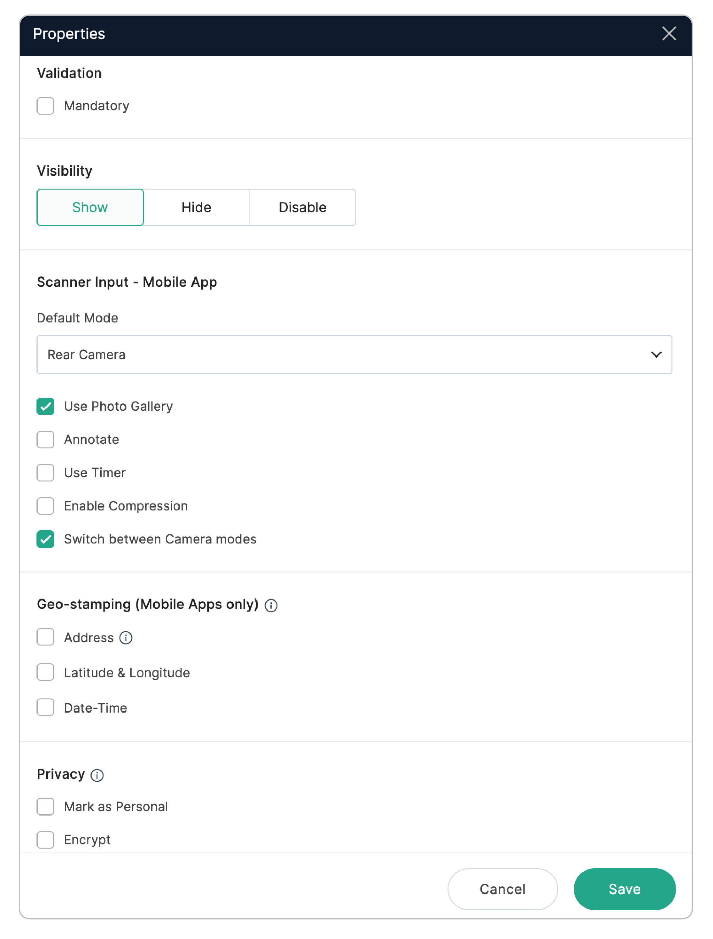  Smart Scan field Properties Bottom