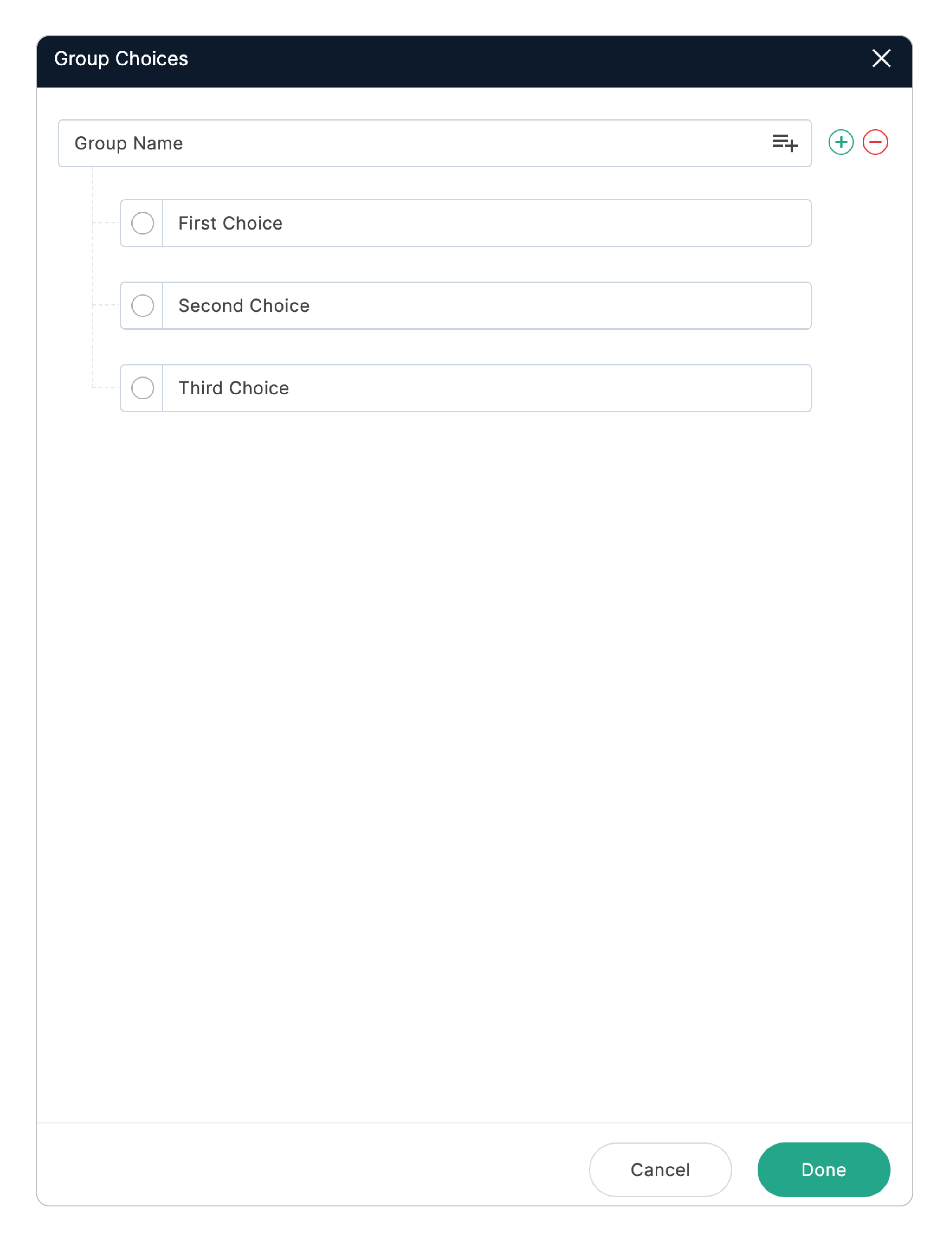 Alternate way to add choices under a group
