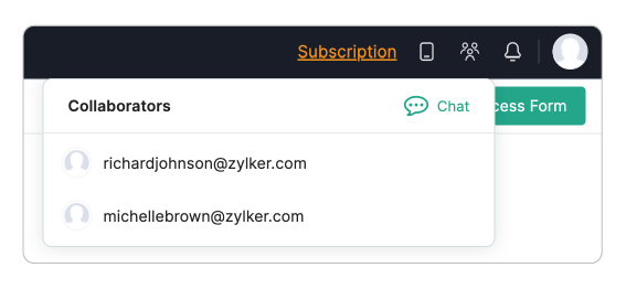 Live chat in collaborative forms