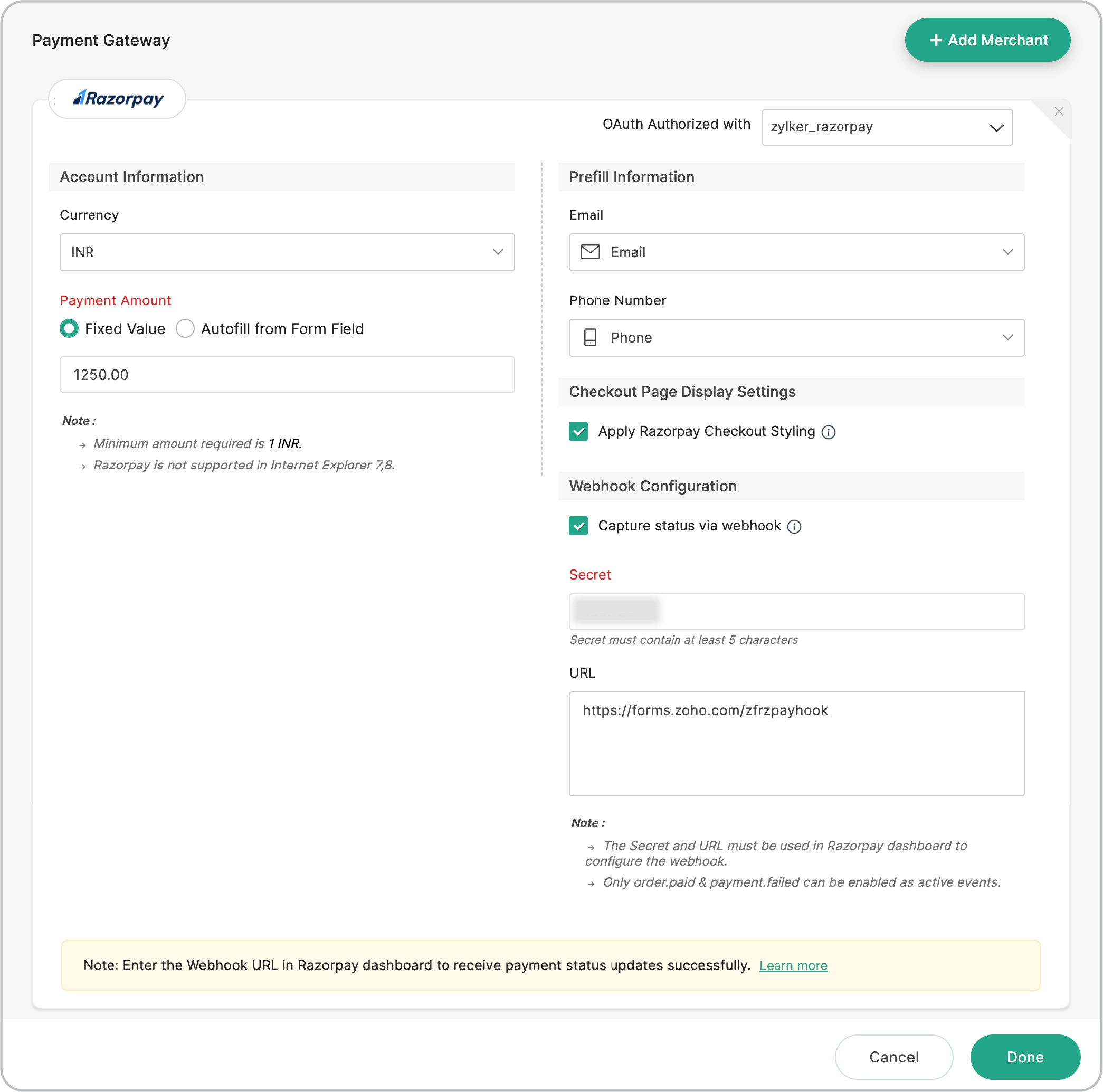 Webhook URL Generation