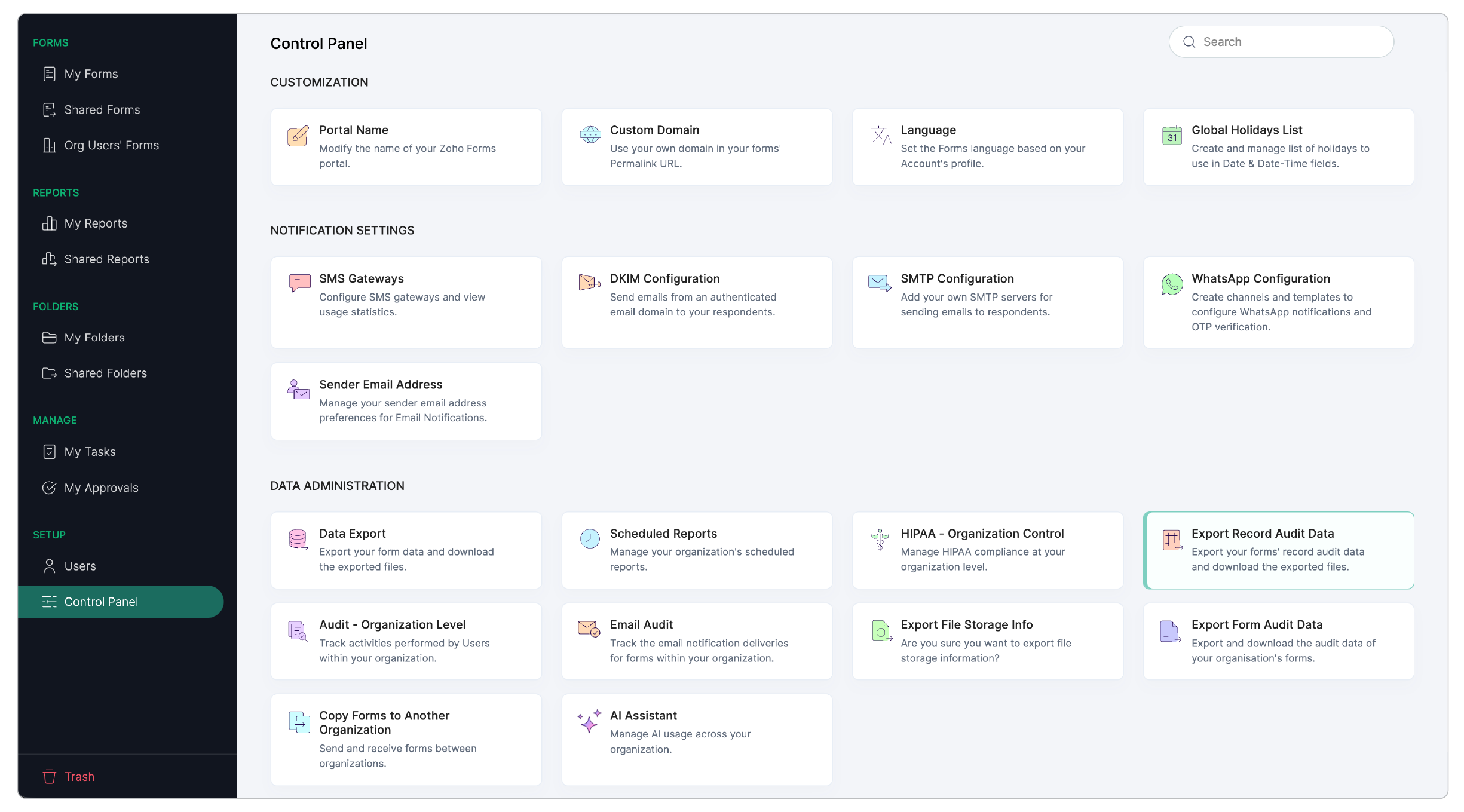 Export Record Audit Data