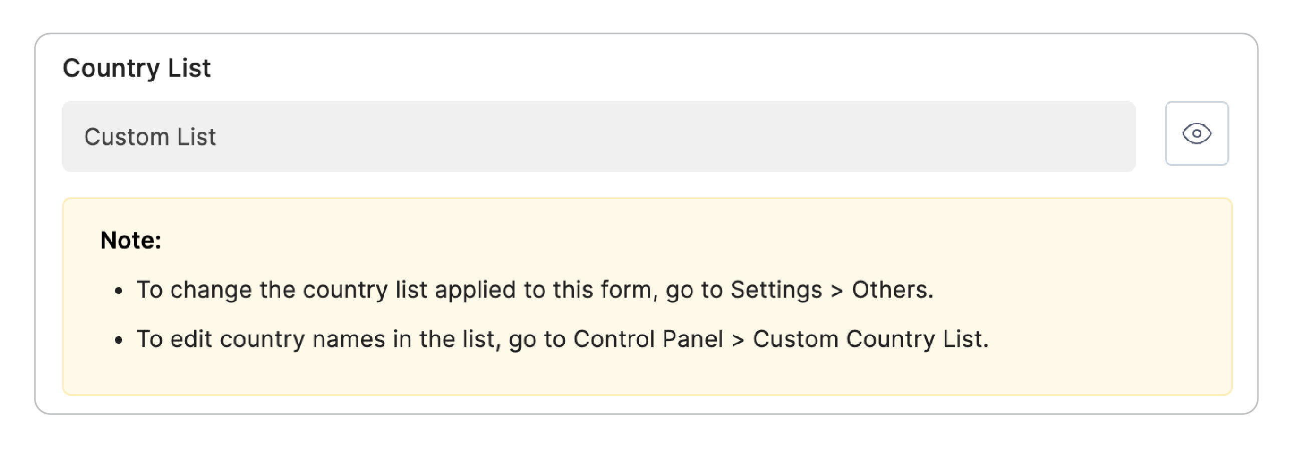 Country List in Address field