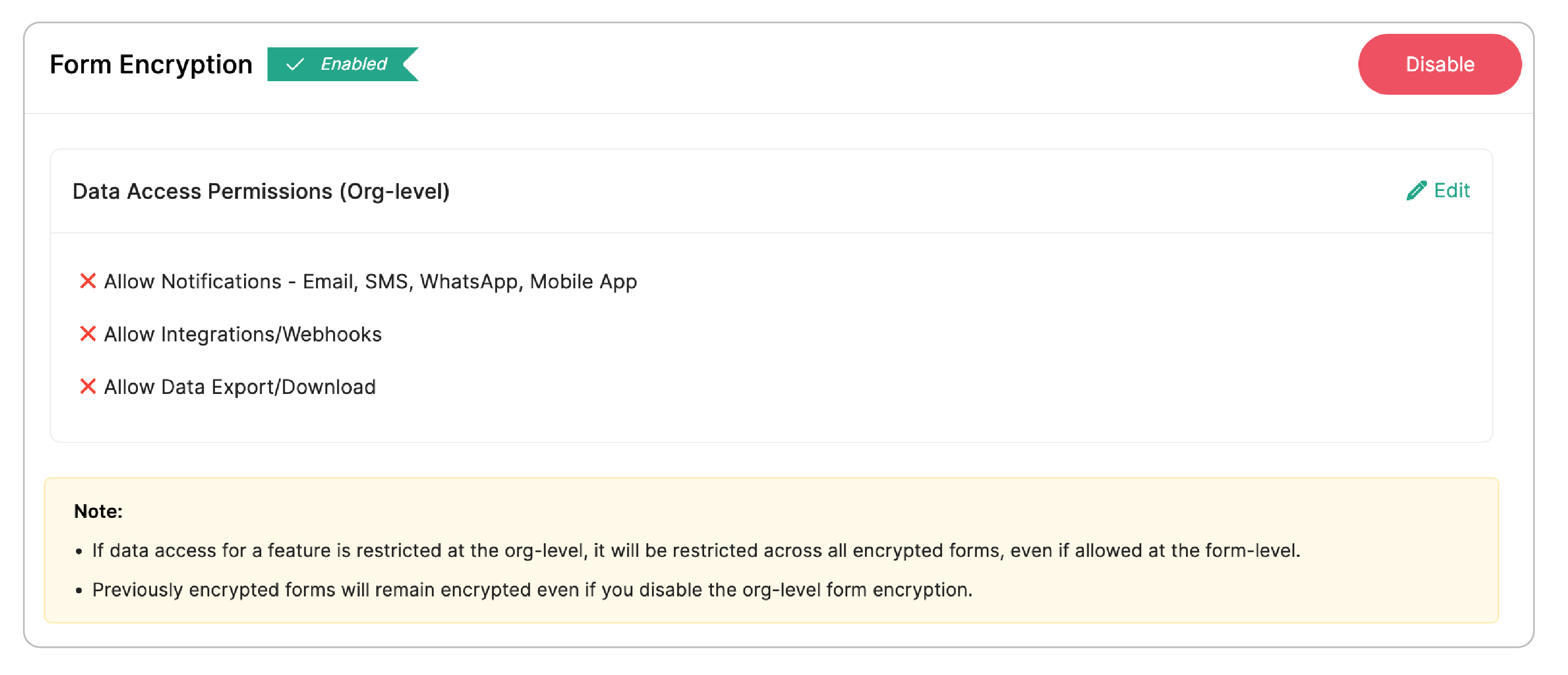 Form Encryption  Enabled Screen
