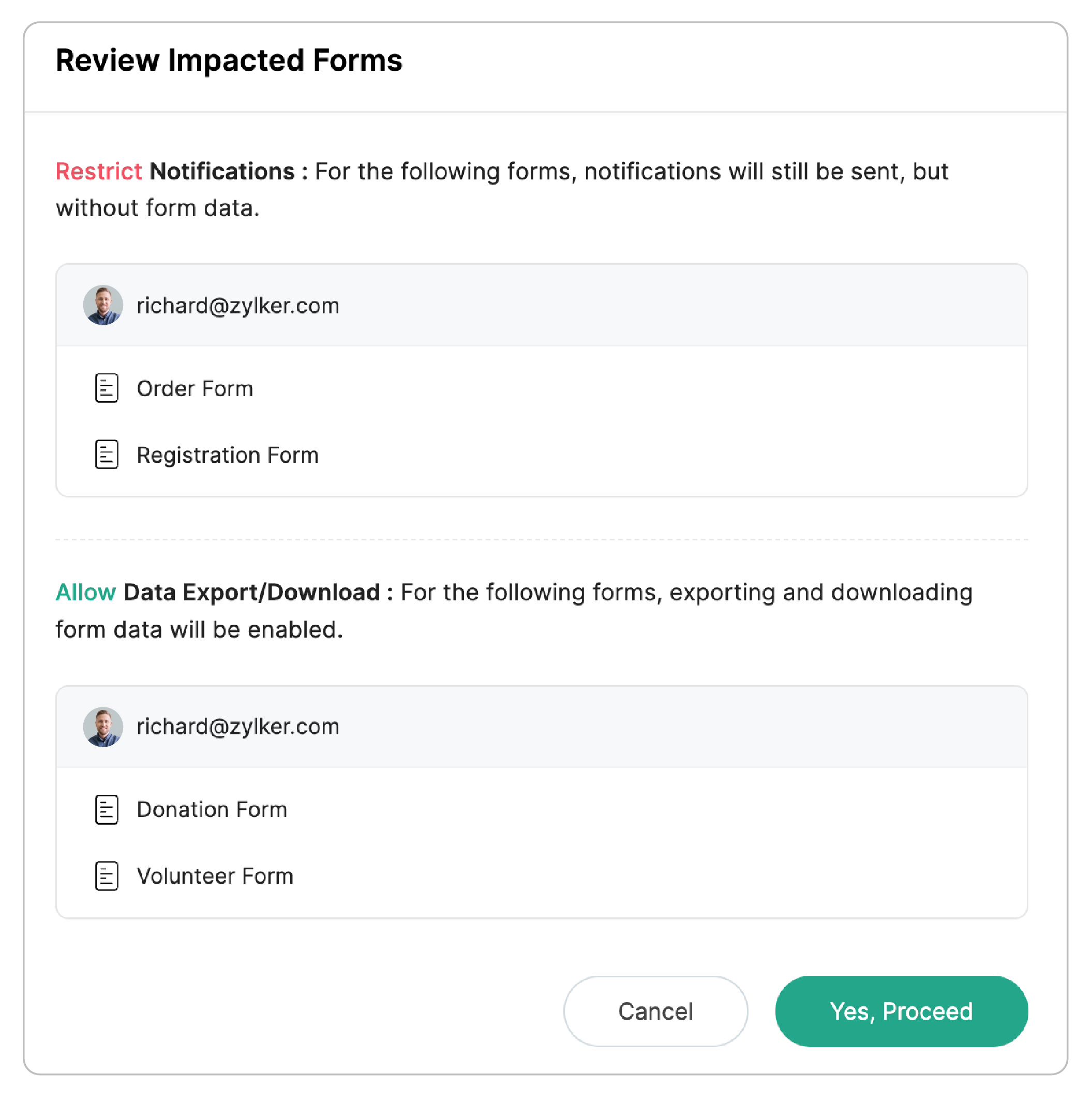Review Impacted Forms