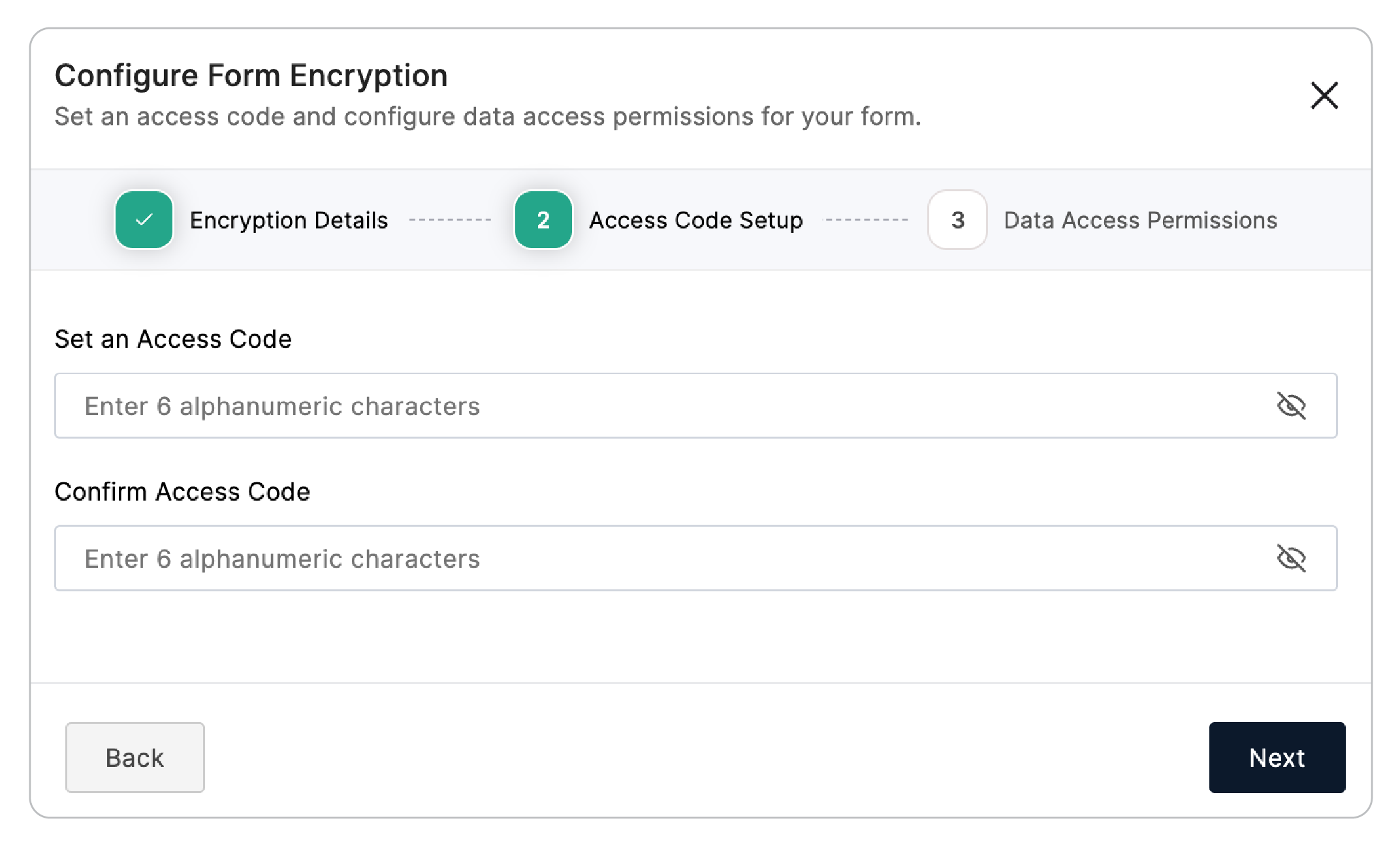 Access Code Setup