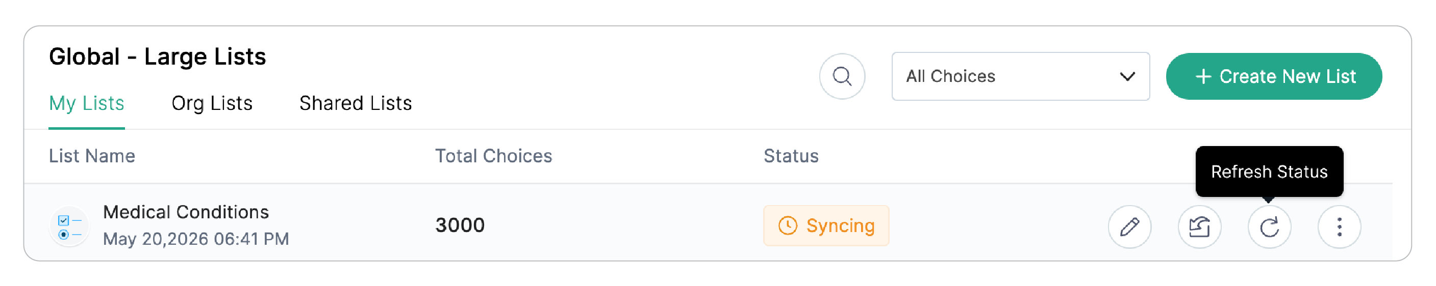 Refreshing a List Status