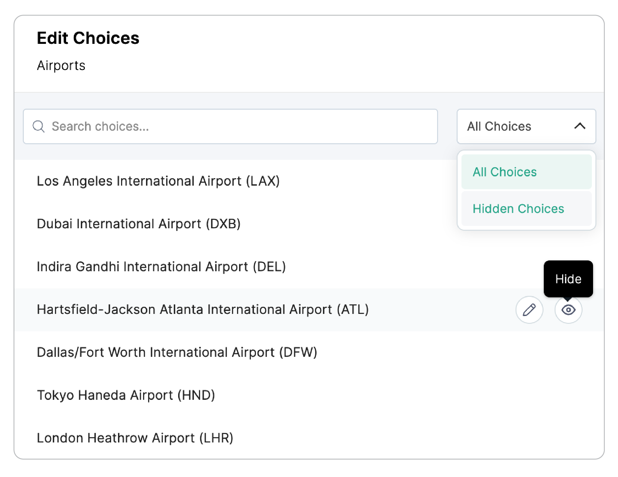 Editing a Standard Choice List 