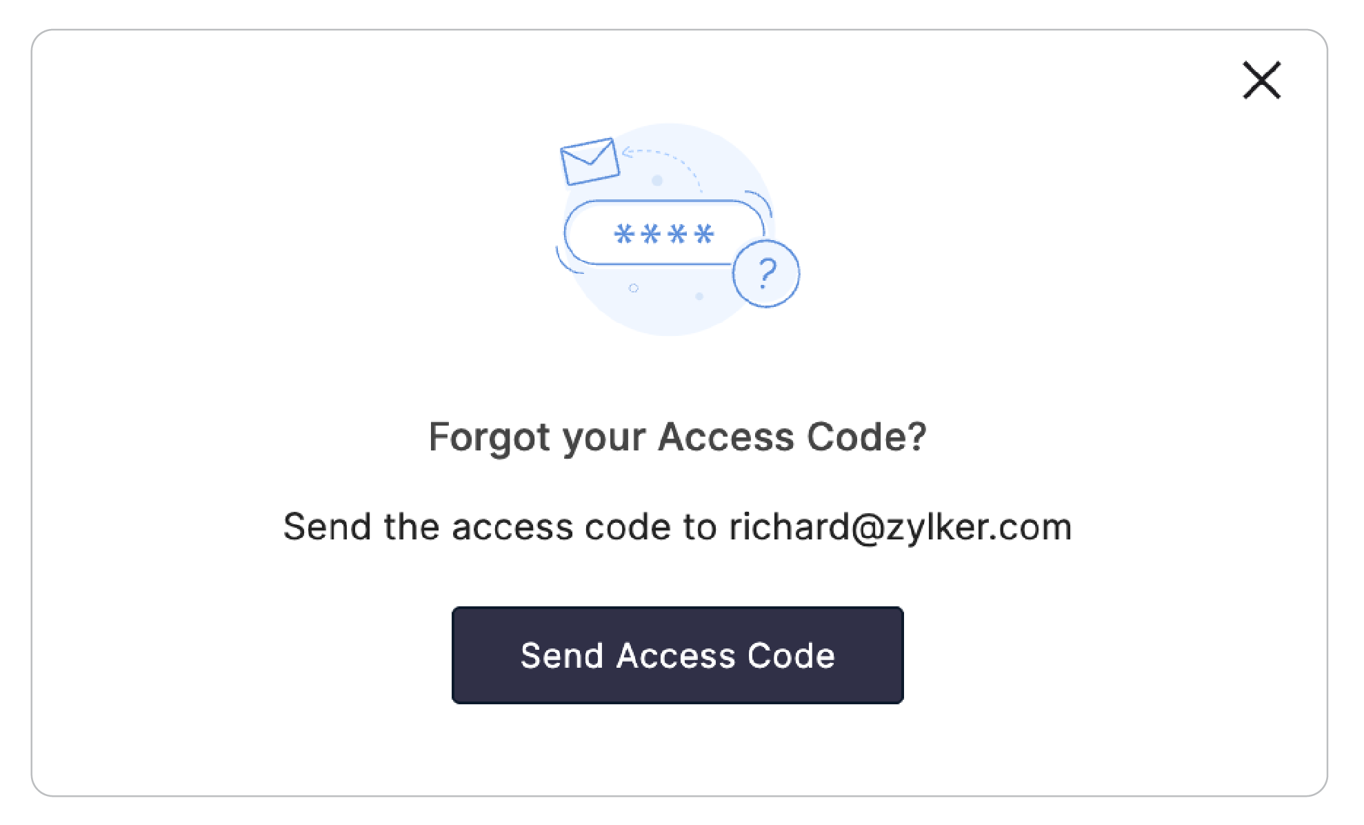 Forgot Access Code Popup