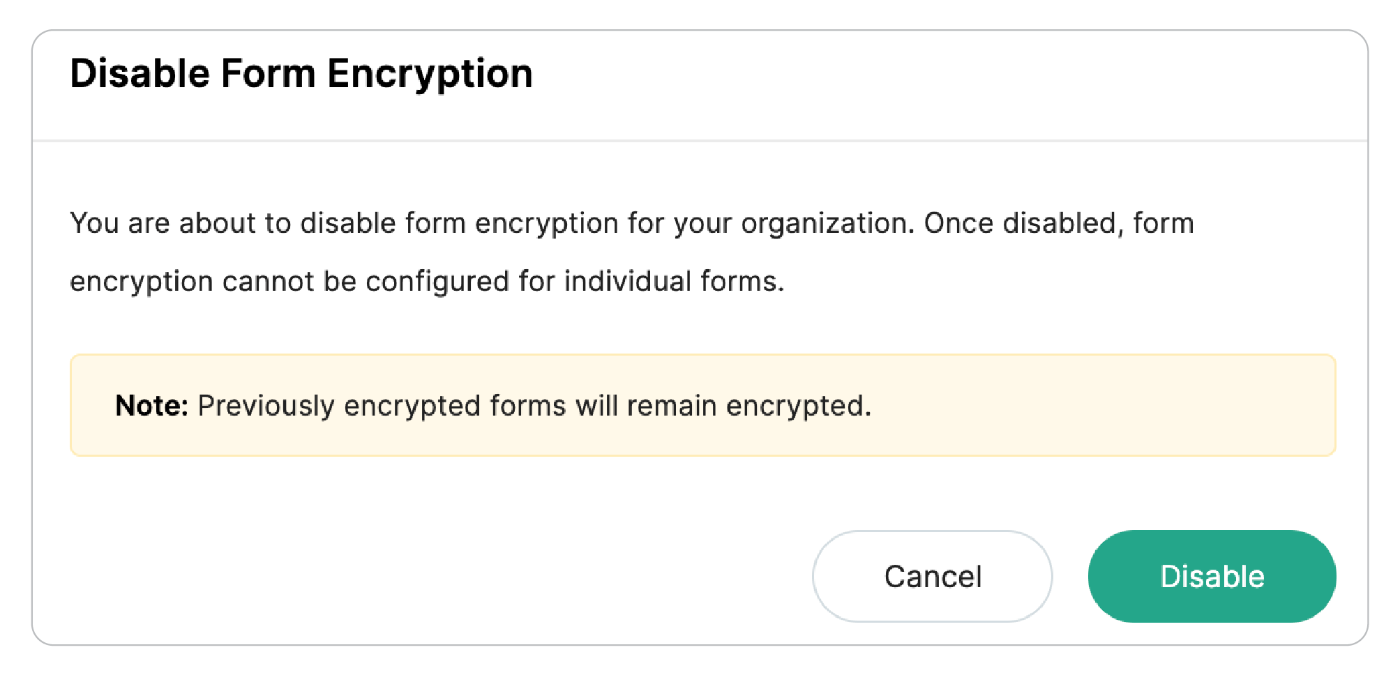 Disable Form Encryption