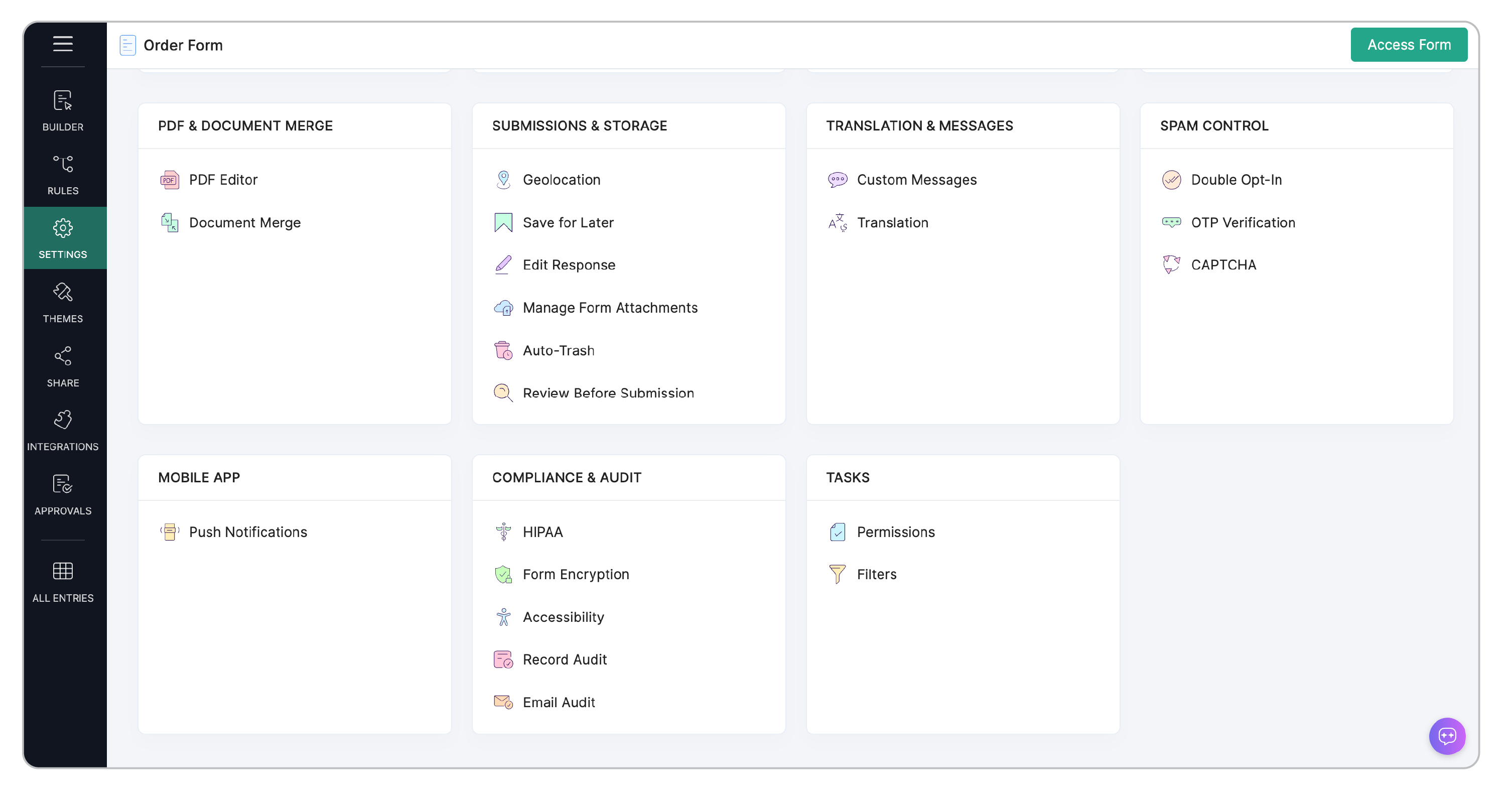 Settings Page
