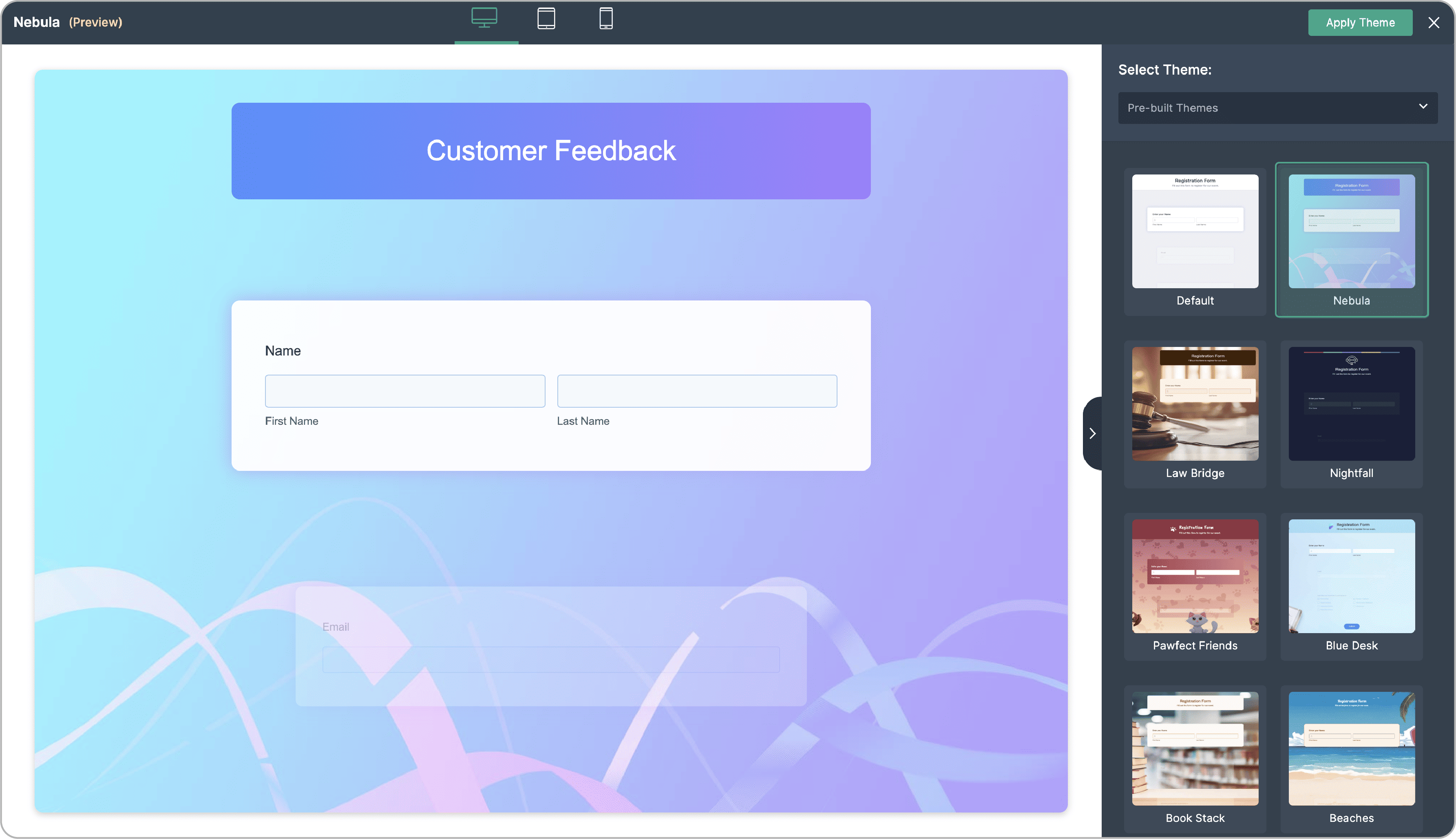 Preview screen