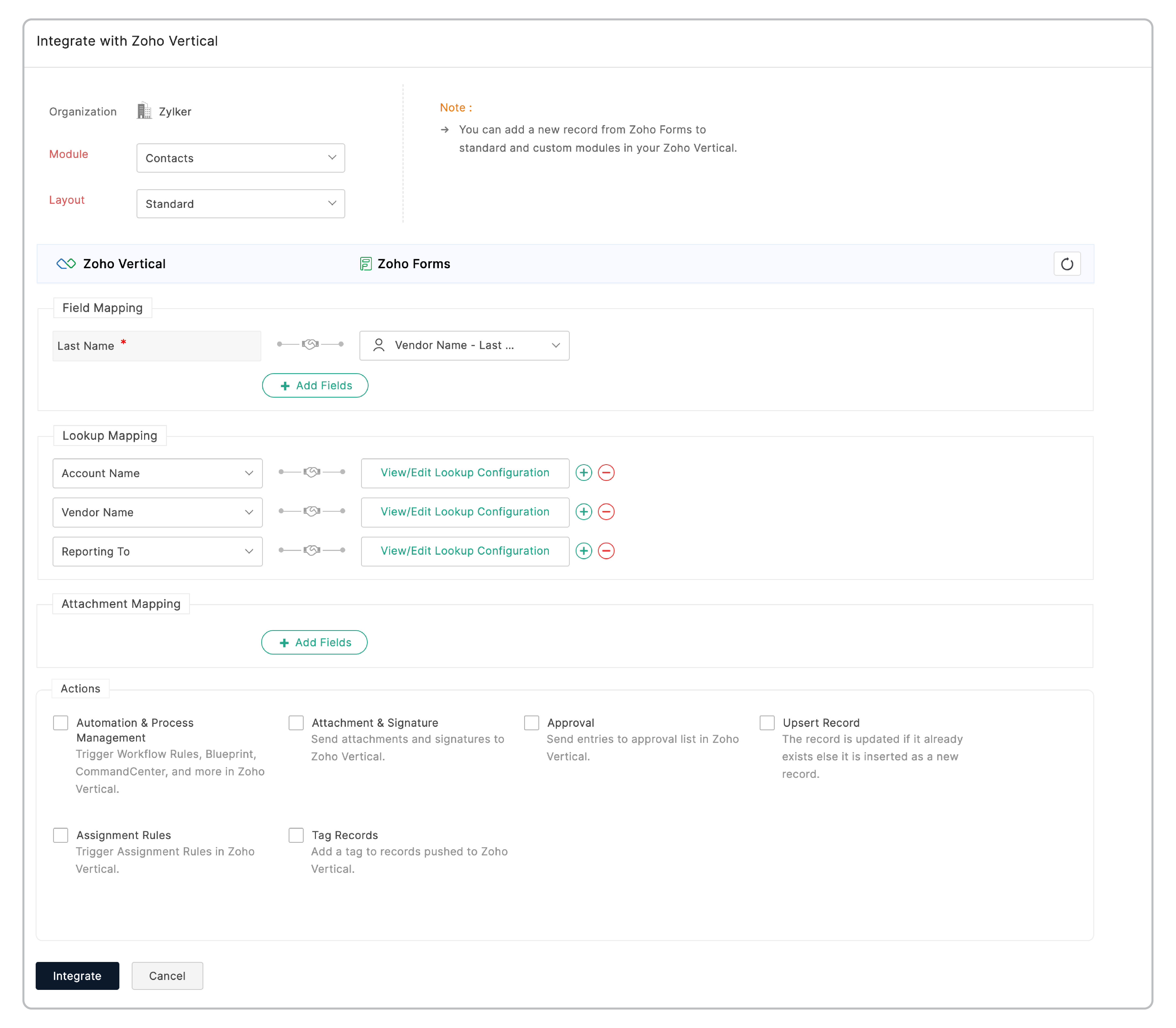 Lookup field configuration