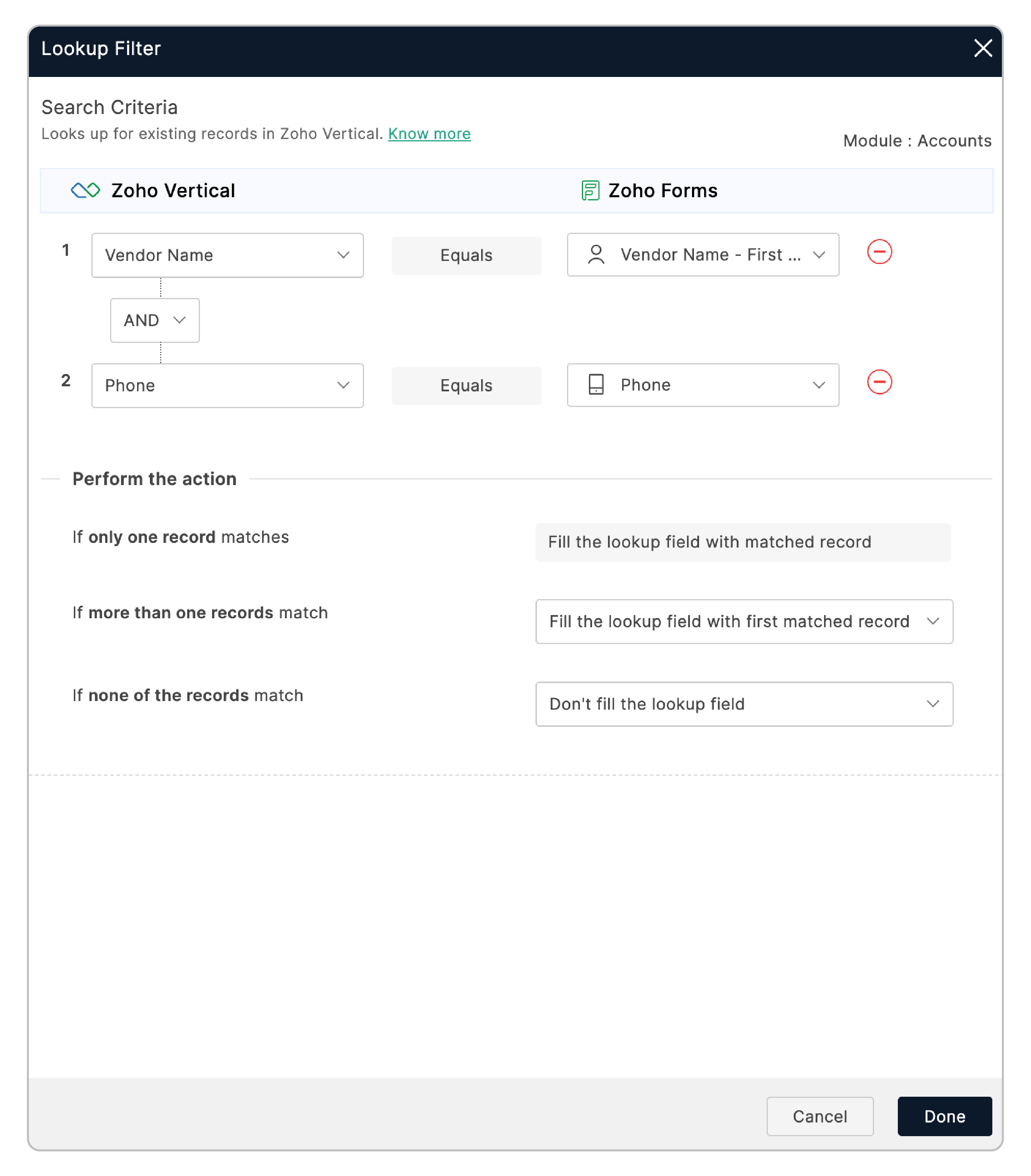 Configuring search criteria