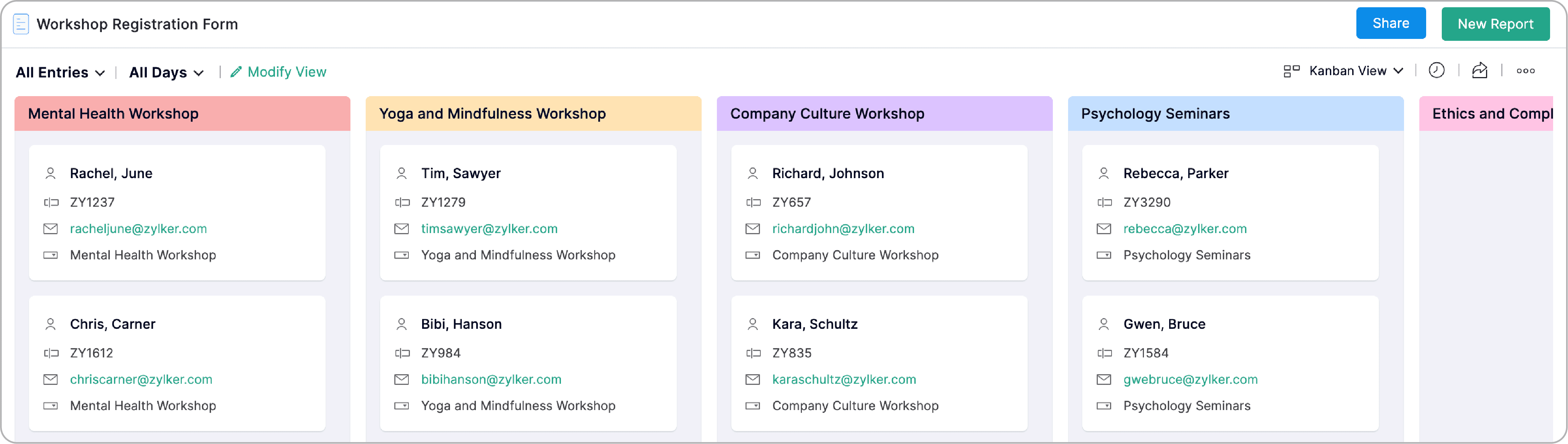 Kanban View All Entries