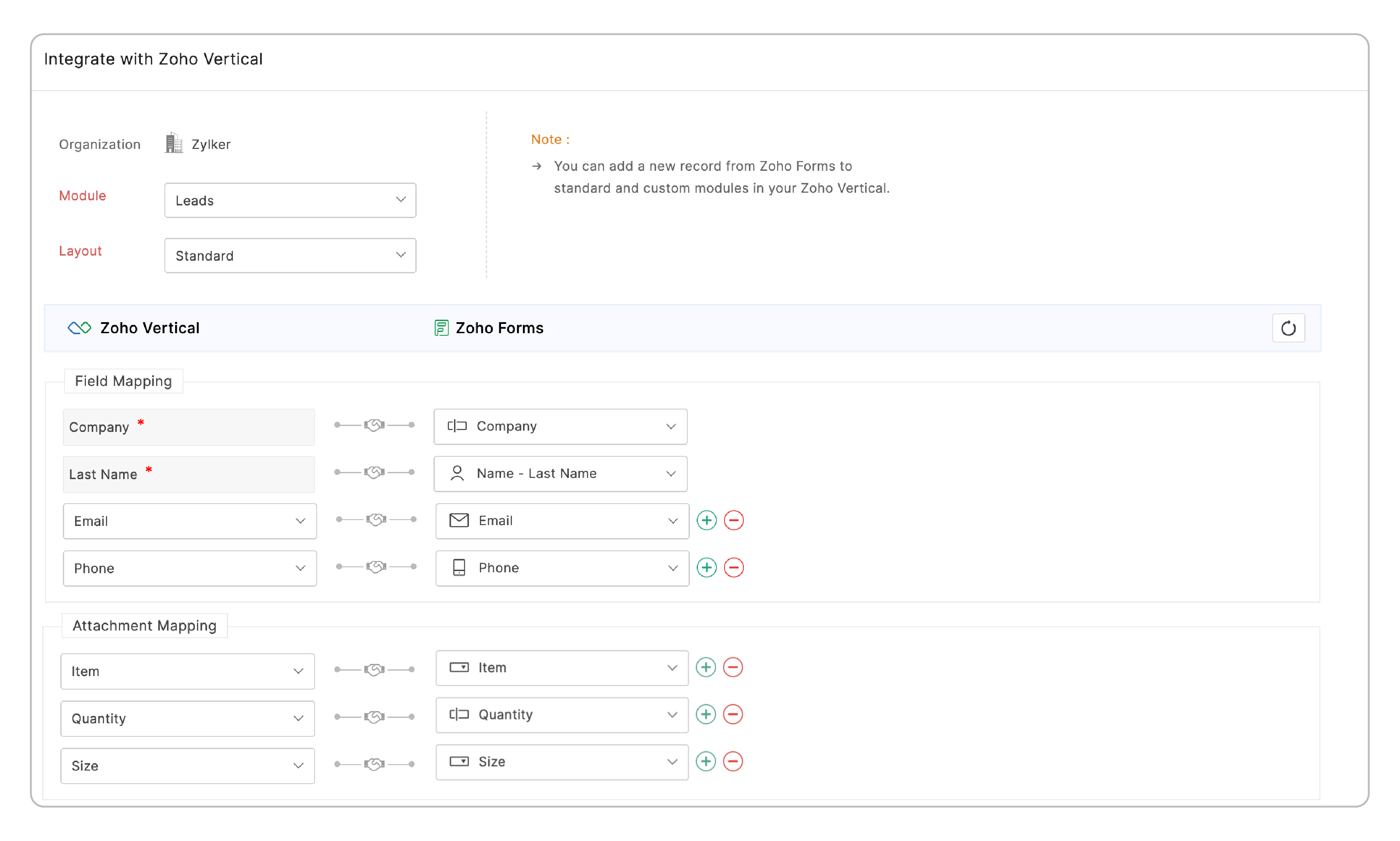 Map fields and attachments