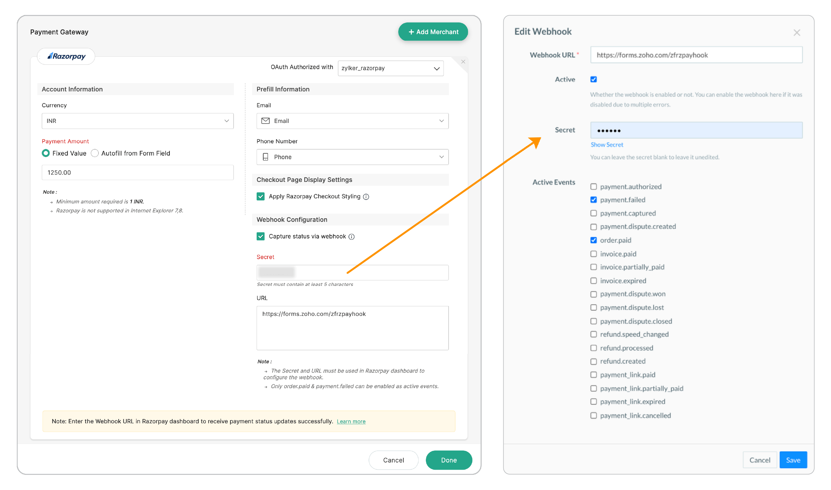 Enter the same secret
