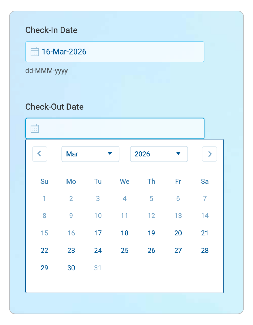 Customized Calendar Example