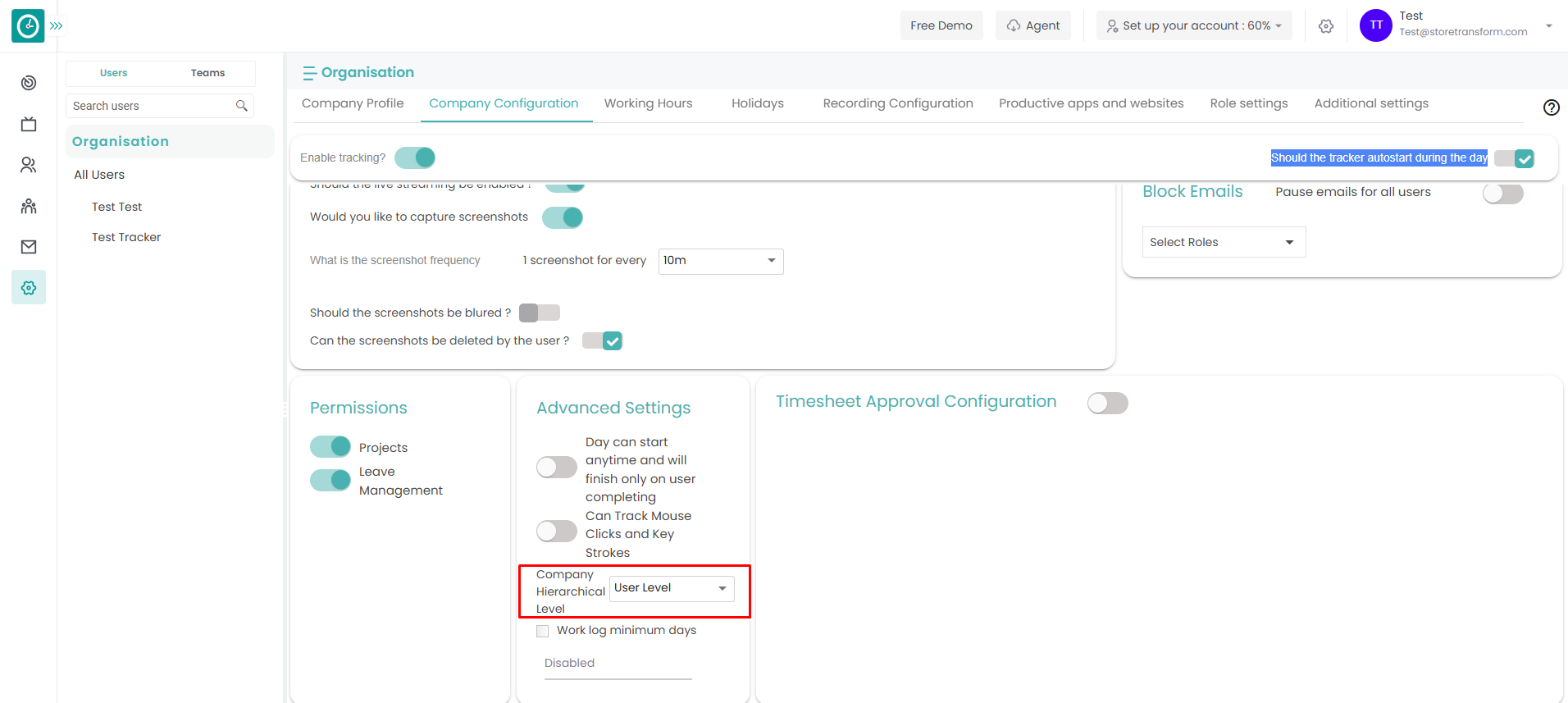 How to add a Company level Configurations