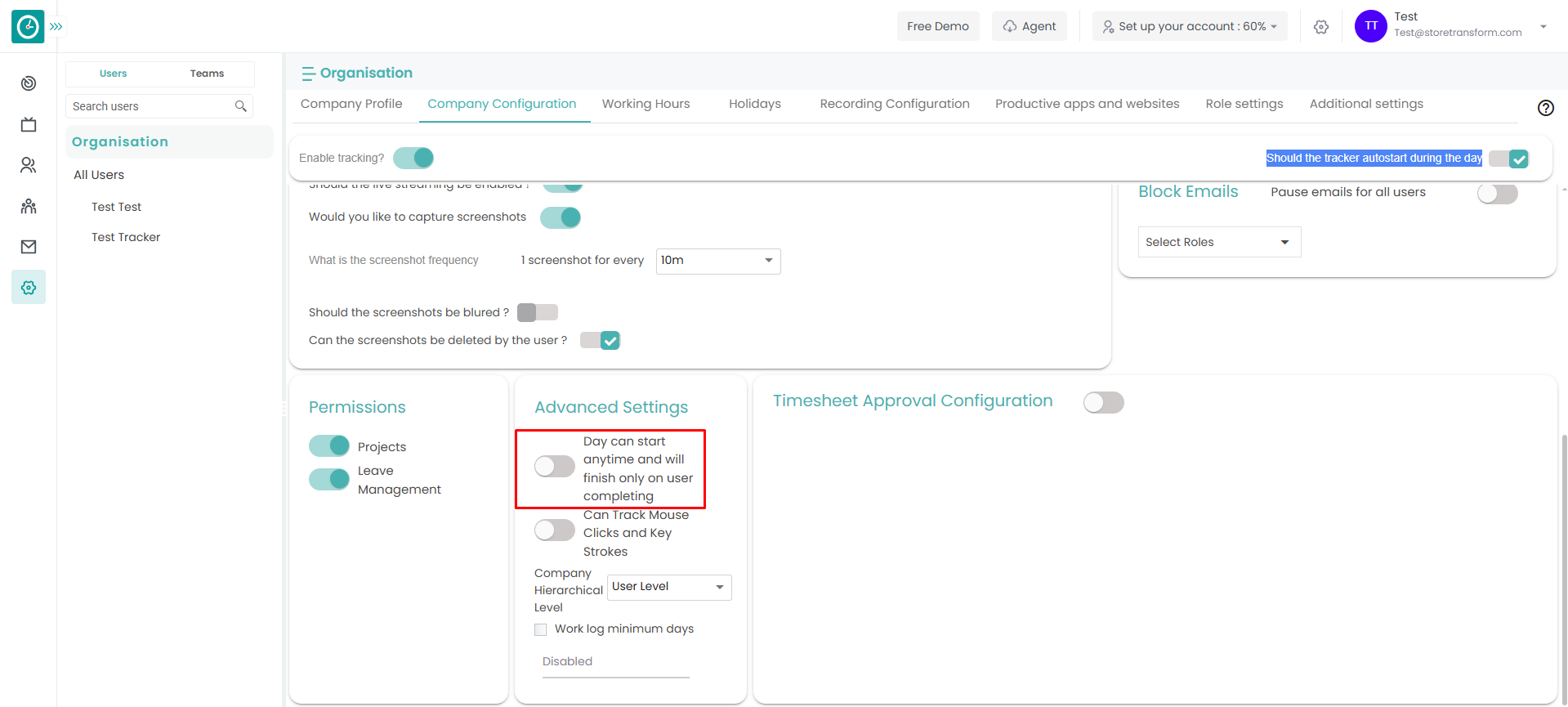 How to add a Company level Configurations