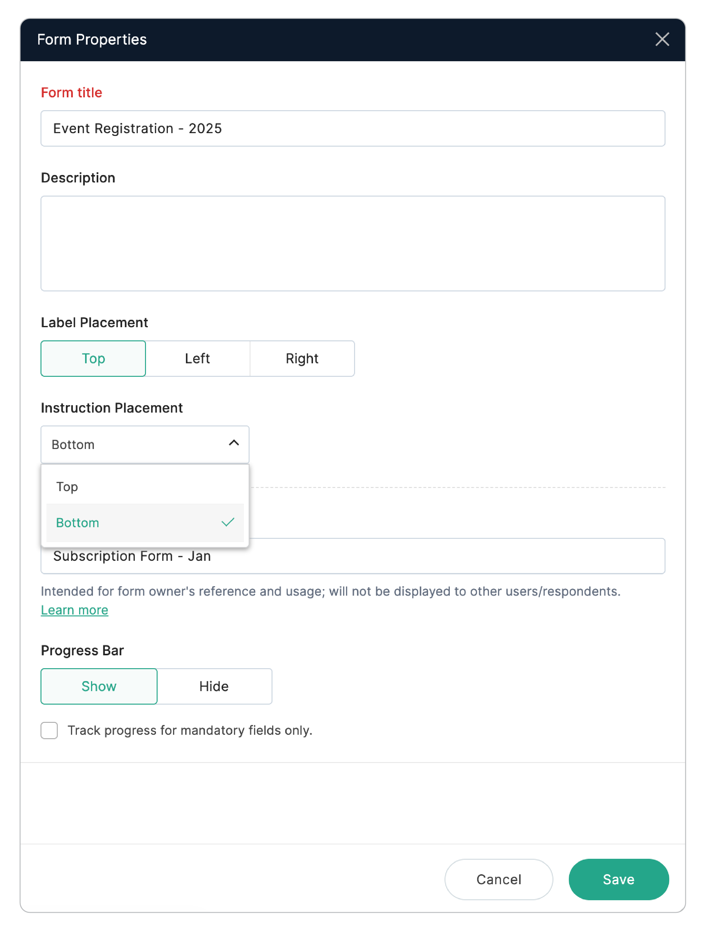 Form properties