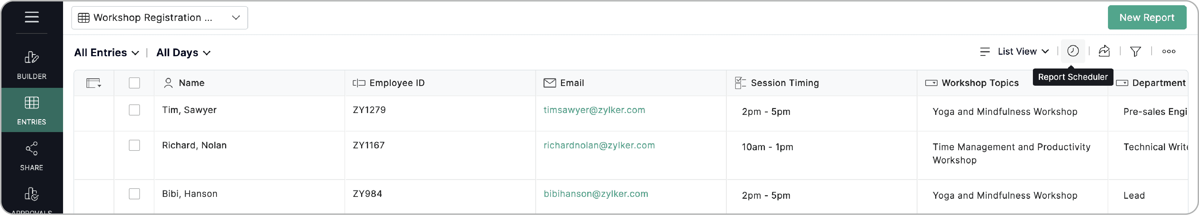 Schedule reports