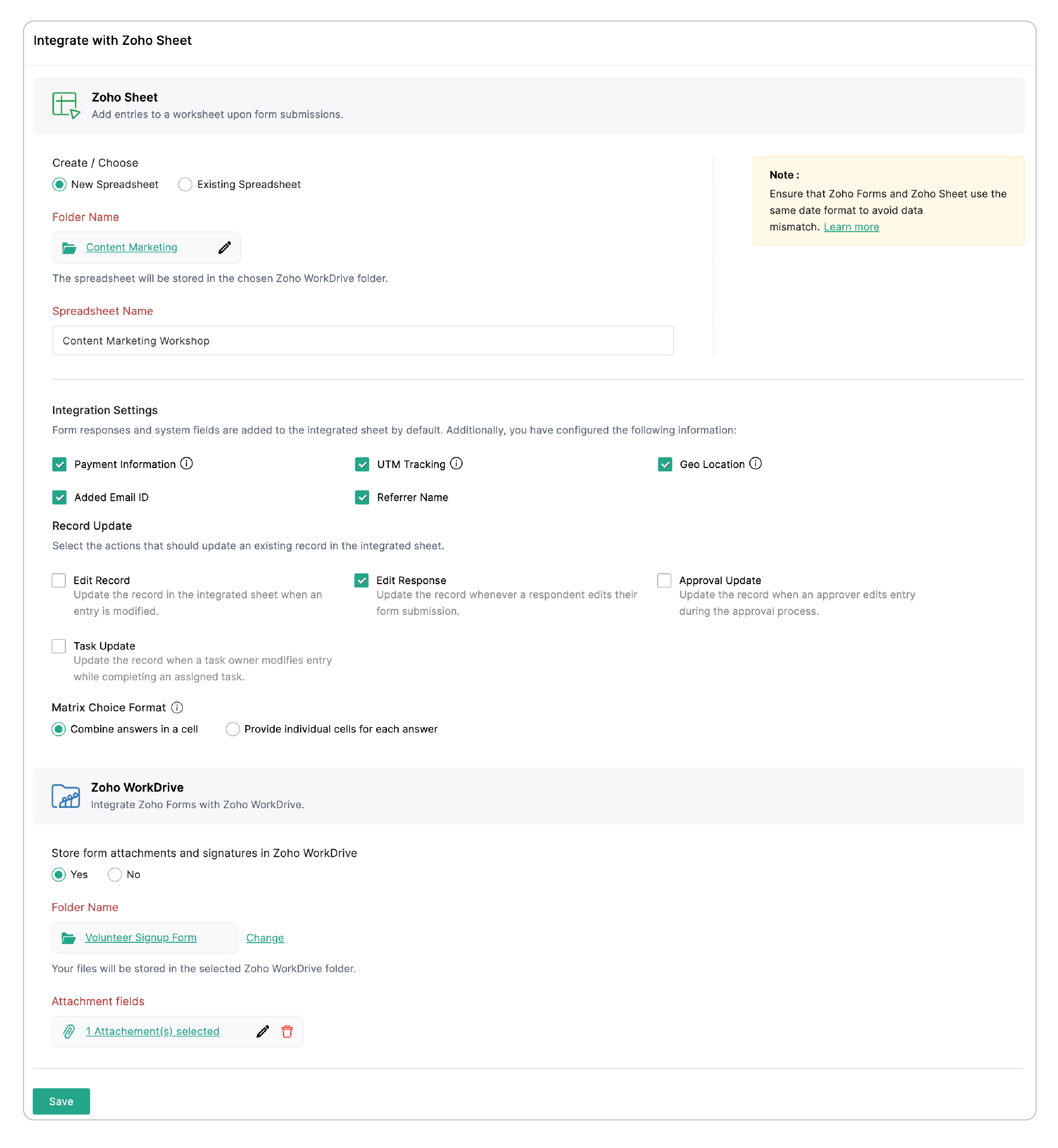 Integration setup