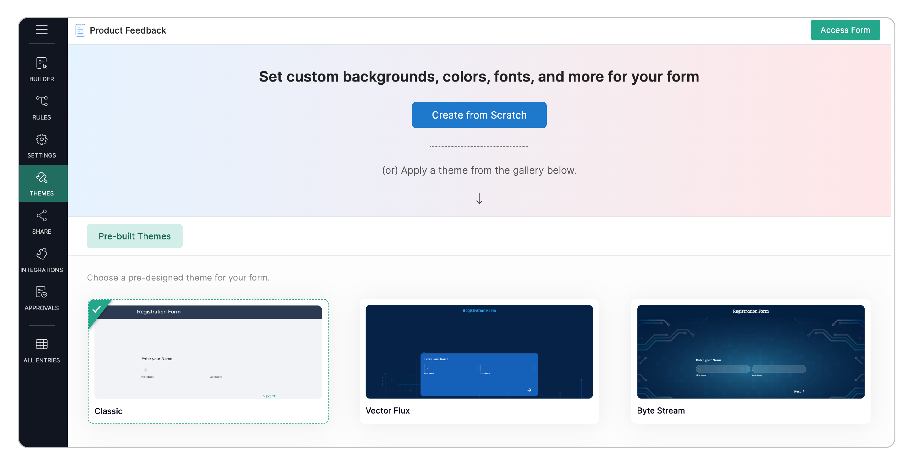 Create from Scratch