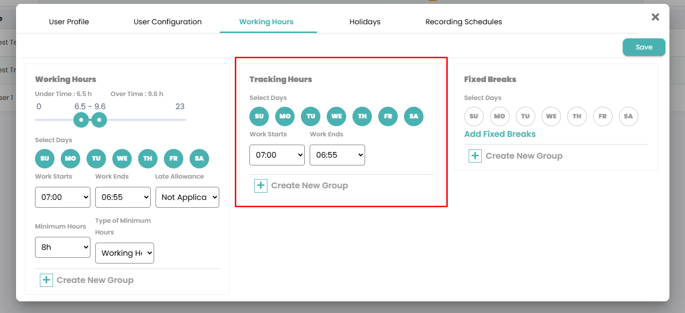 How to configure Working Hours and Tracking Hours