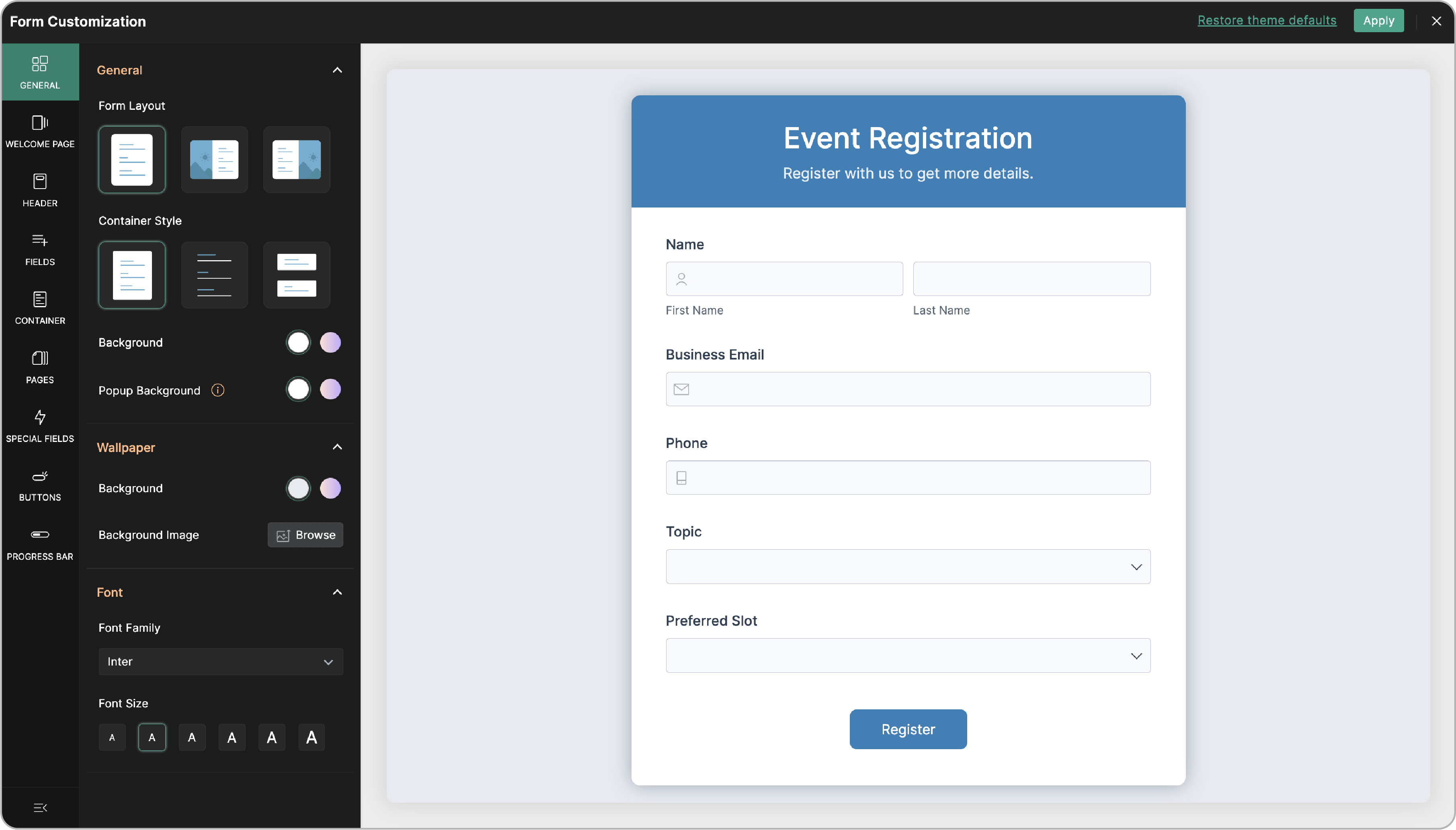 Apply theme changes
