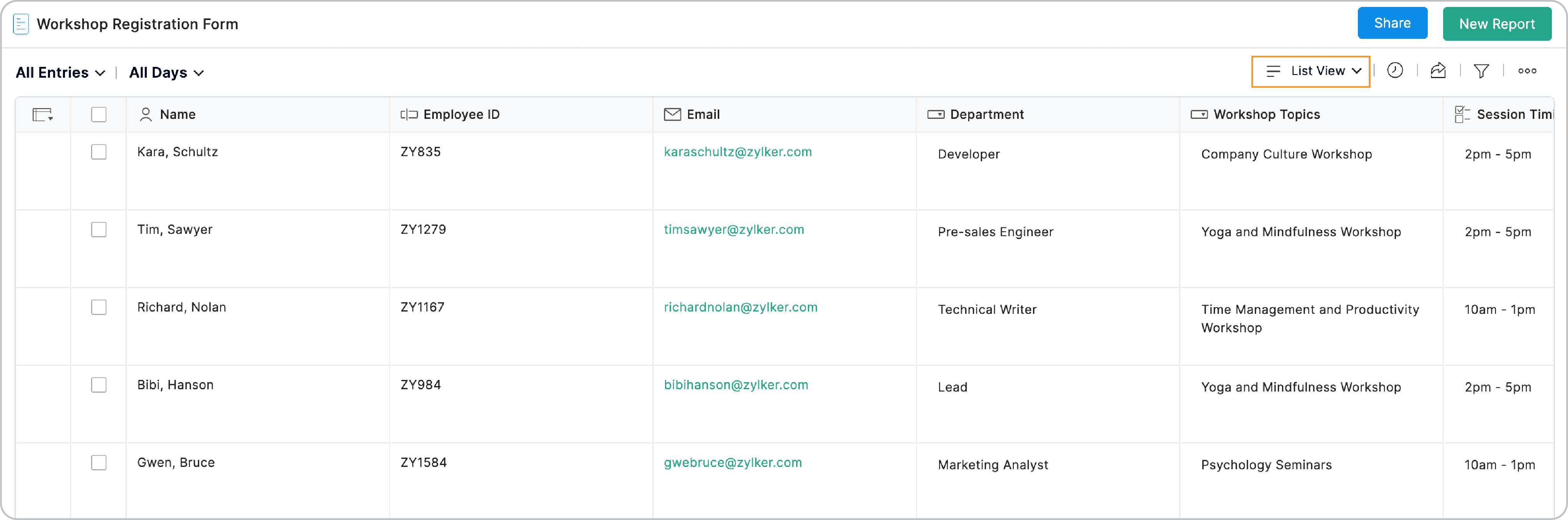 List View