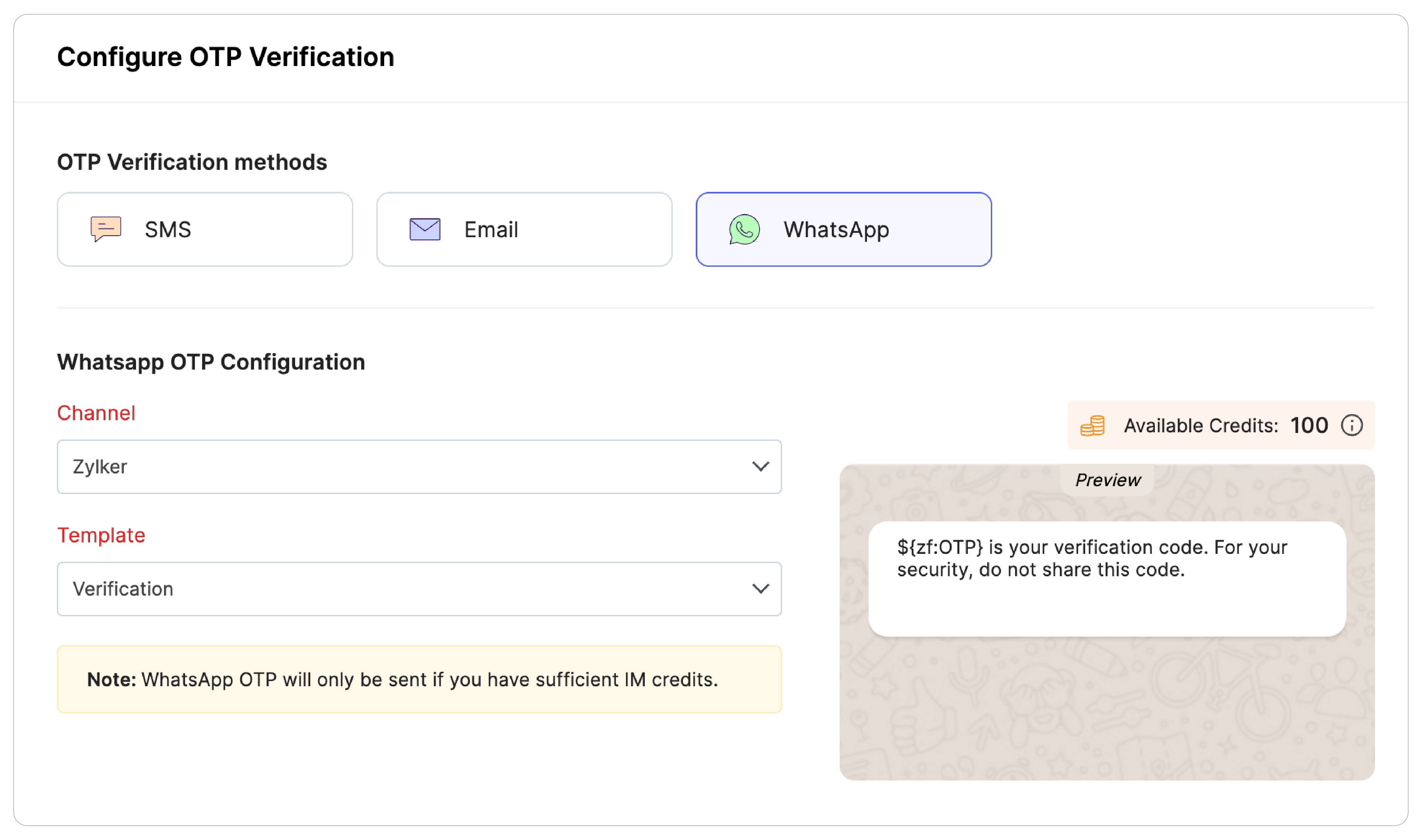 WhatsApp OTP Verification