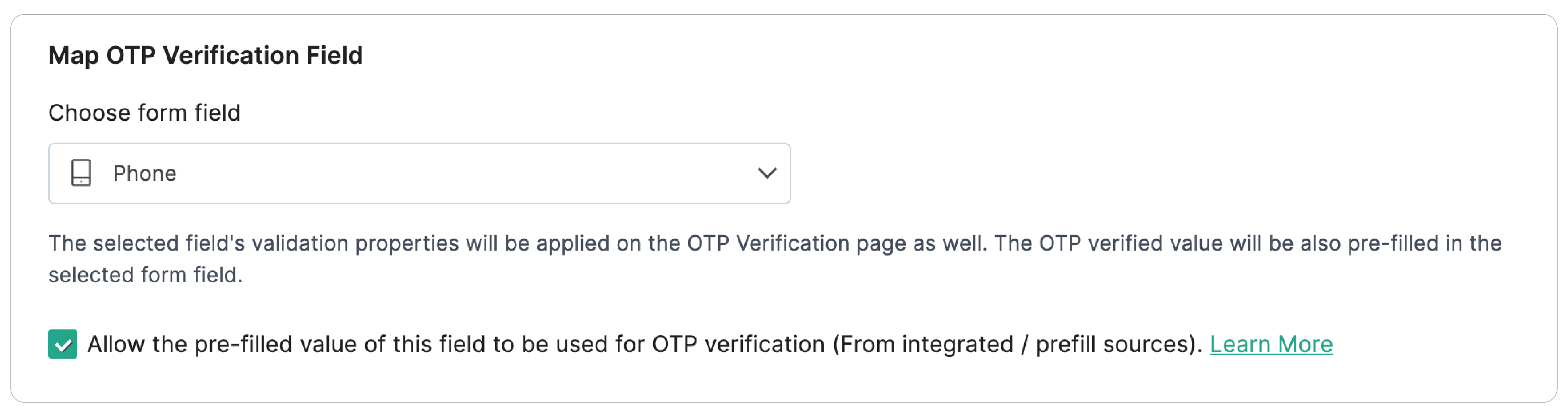 Map OTP Verification Field