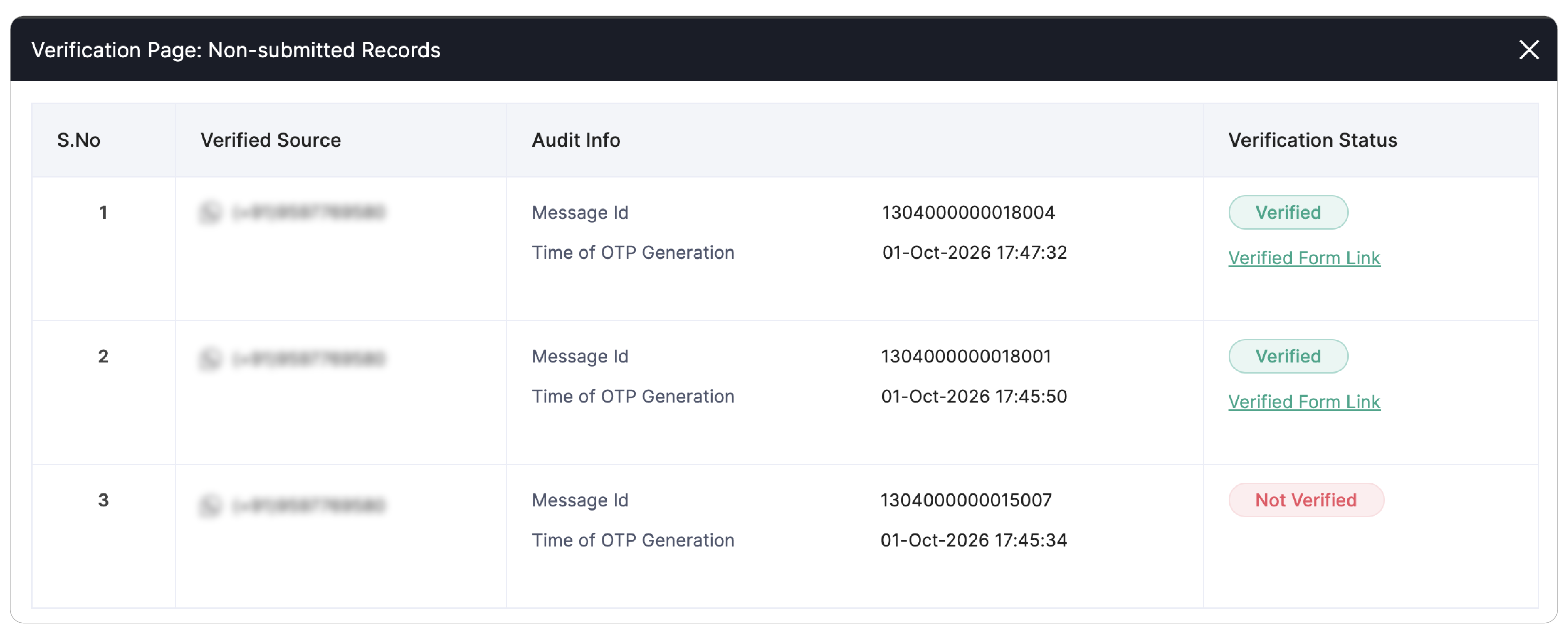 WhatsApp audit info