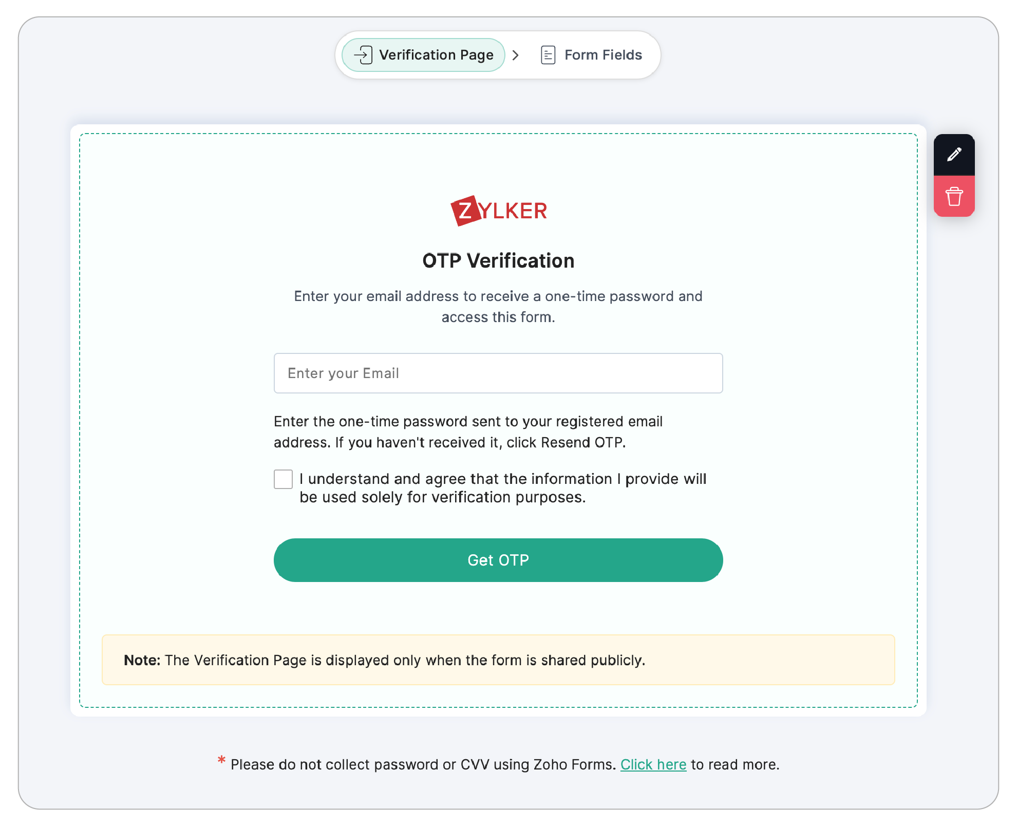 Verification Page canvas