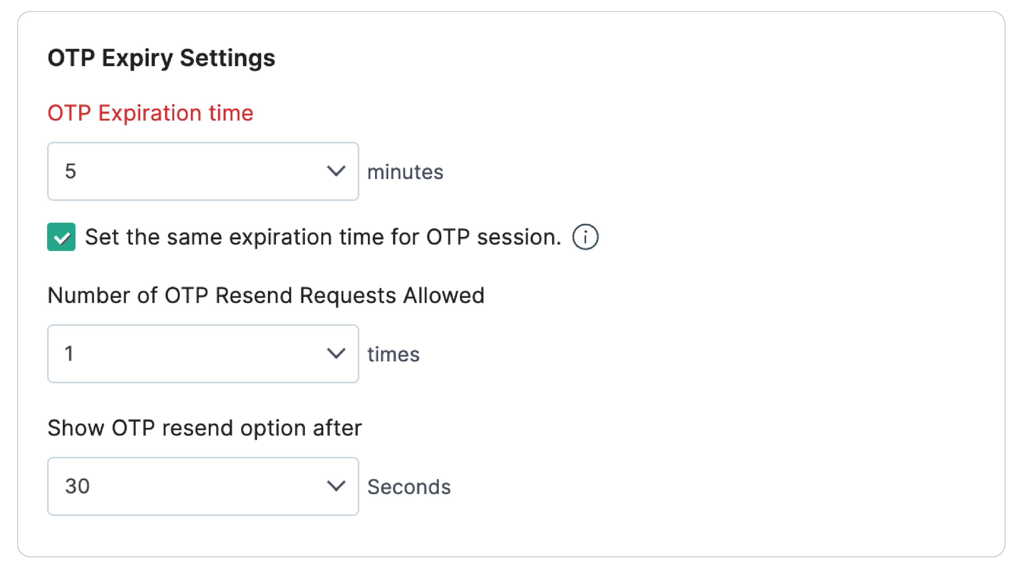 OTP Expiry Settings