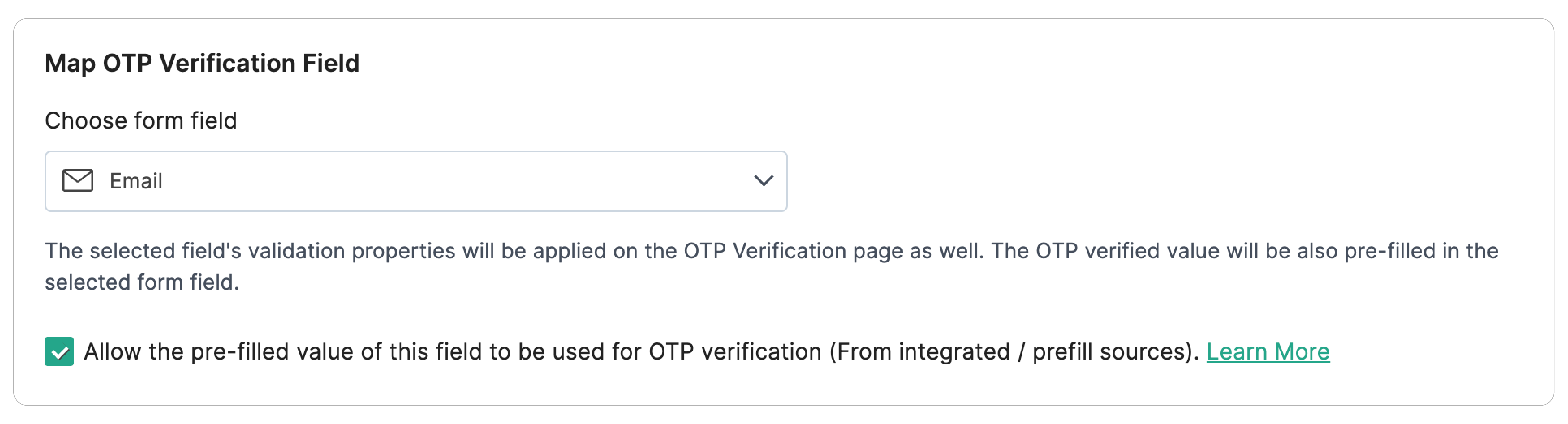Map OTP Verification field
