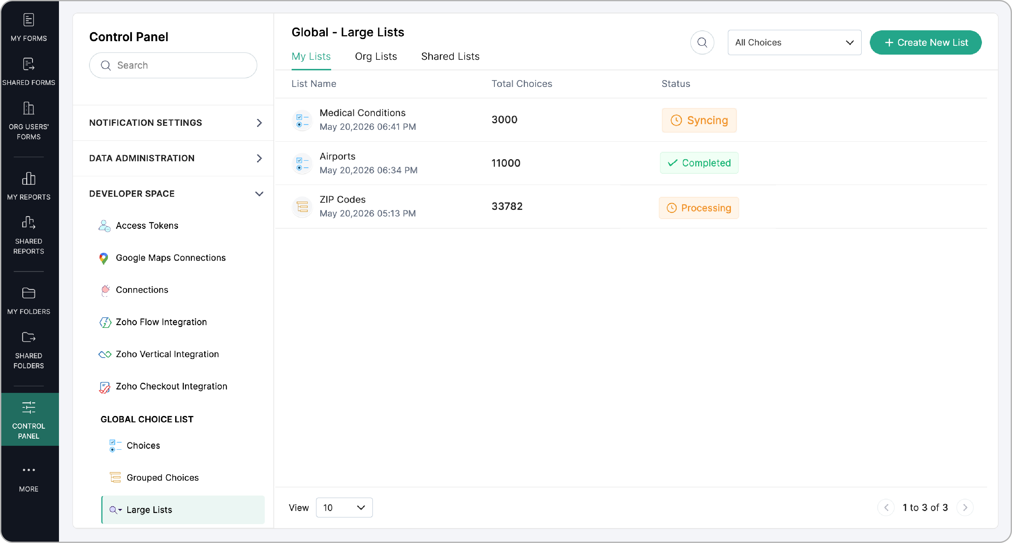 Managing Large Lists