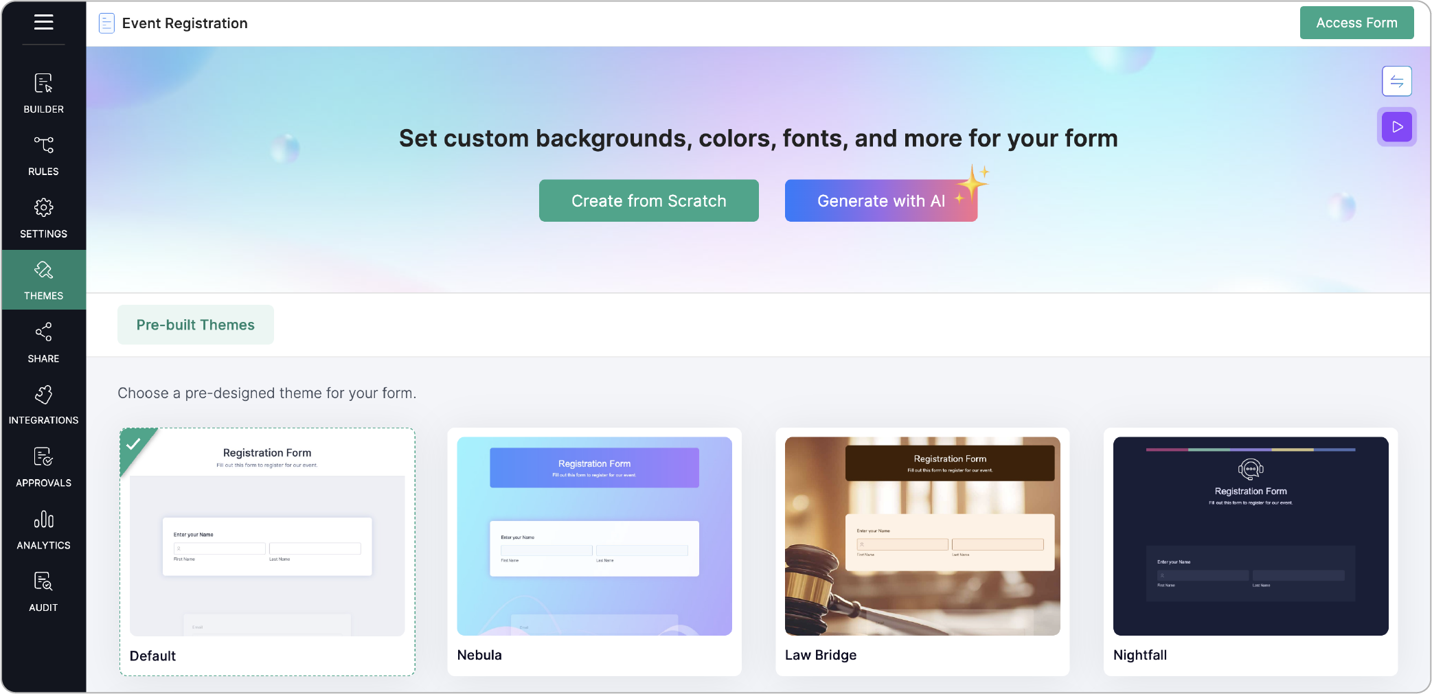 Themes tab